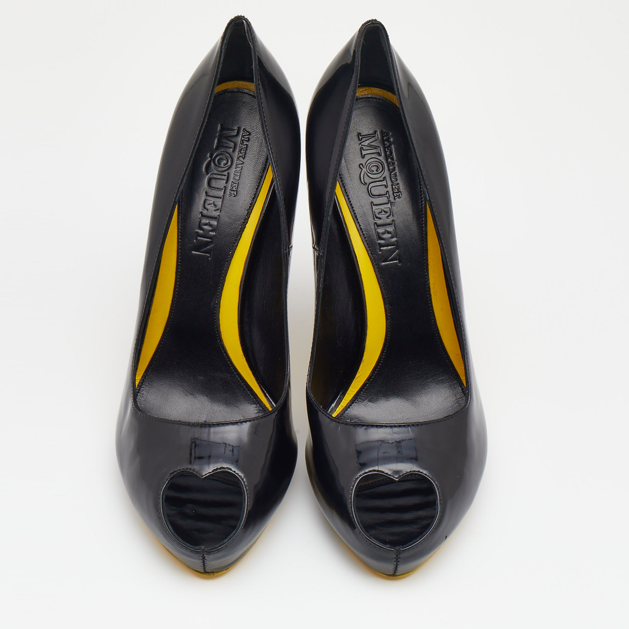 Alexander McQueen Patent Leather Peep Toe Pumps Size 40
