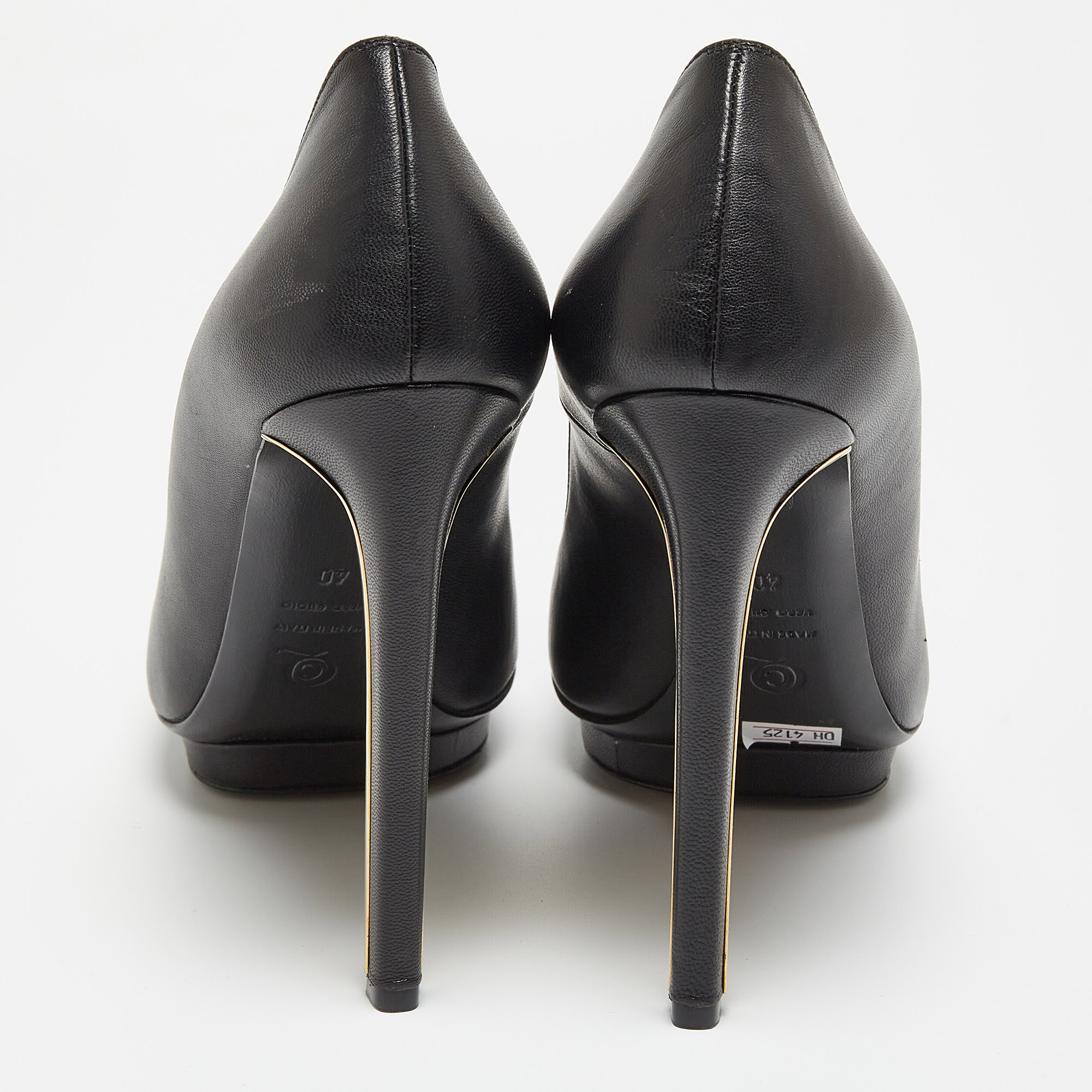 Alexander McQueen Black Leather Spike Heel Pumps Size 40