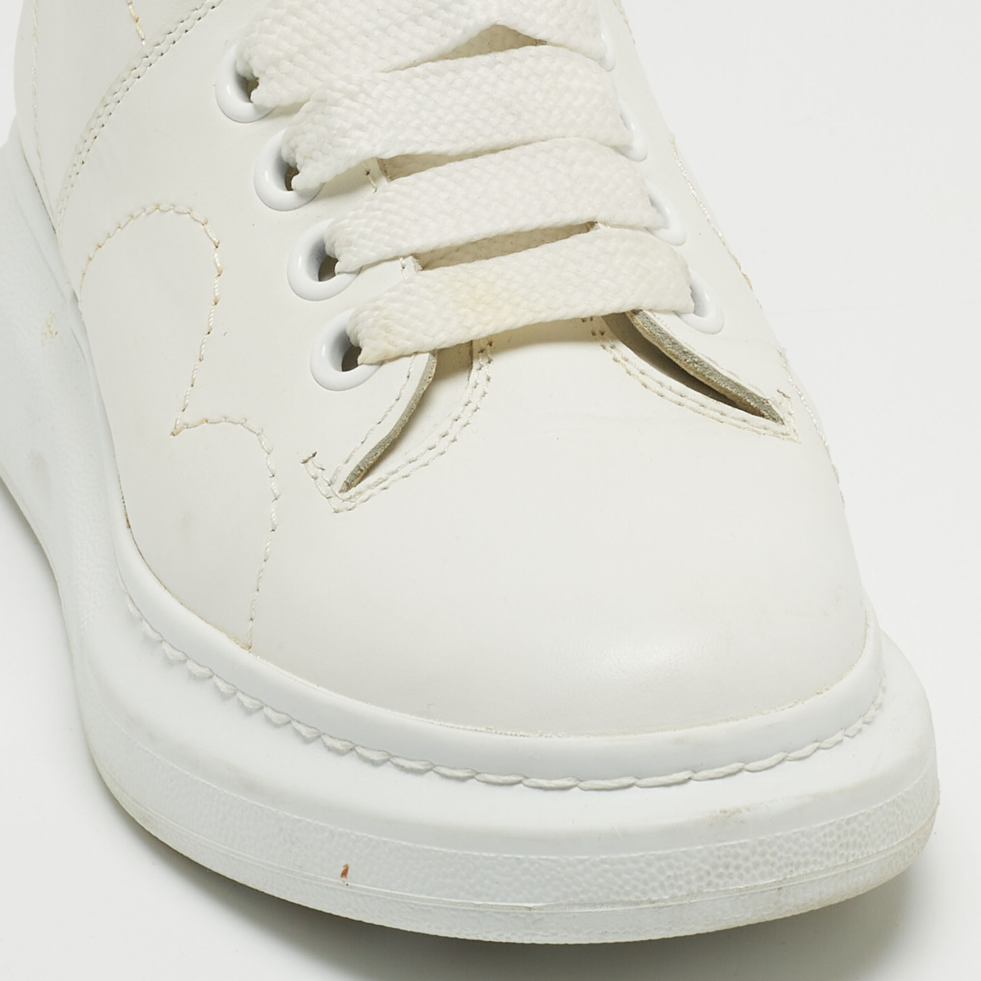 Alexander McQueen White Leather High Top Sneakers Size 36.5