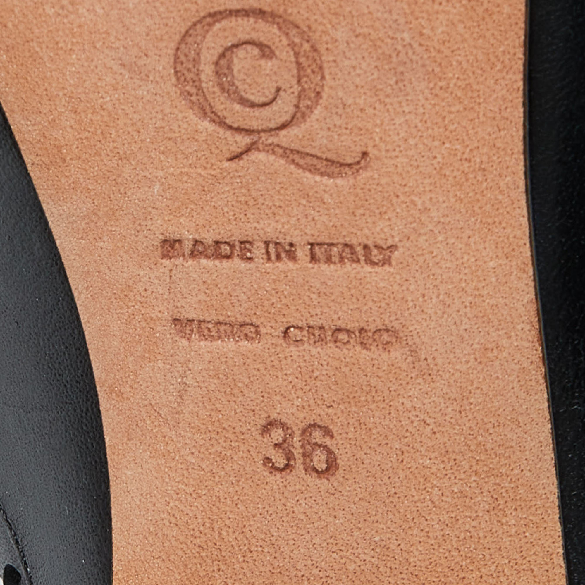 Alexander McQueen Black Laser Cut Leather Peep Toe Booties Size 36