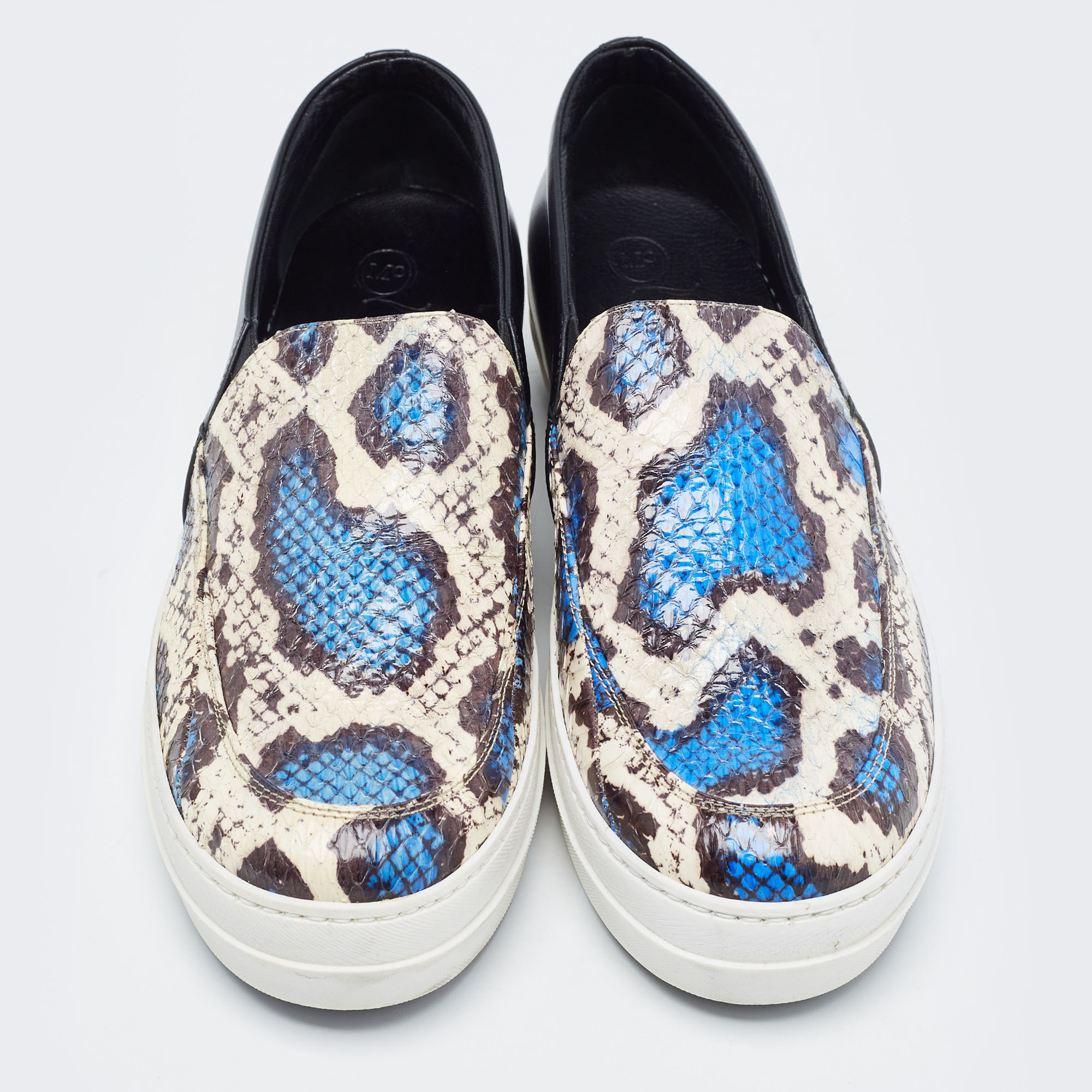 Alexander McQueen Multicolor Elaphe Snake Fields Slip On Sneakers Size 41