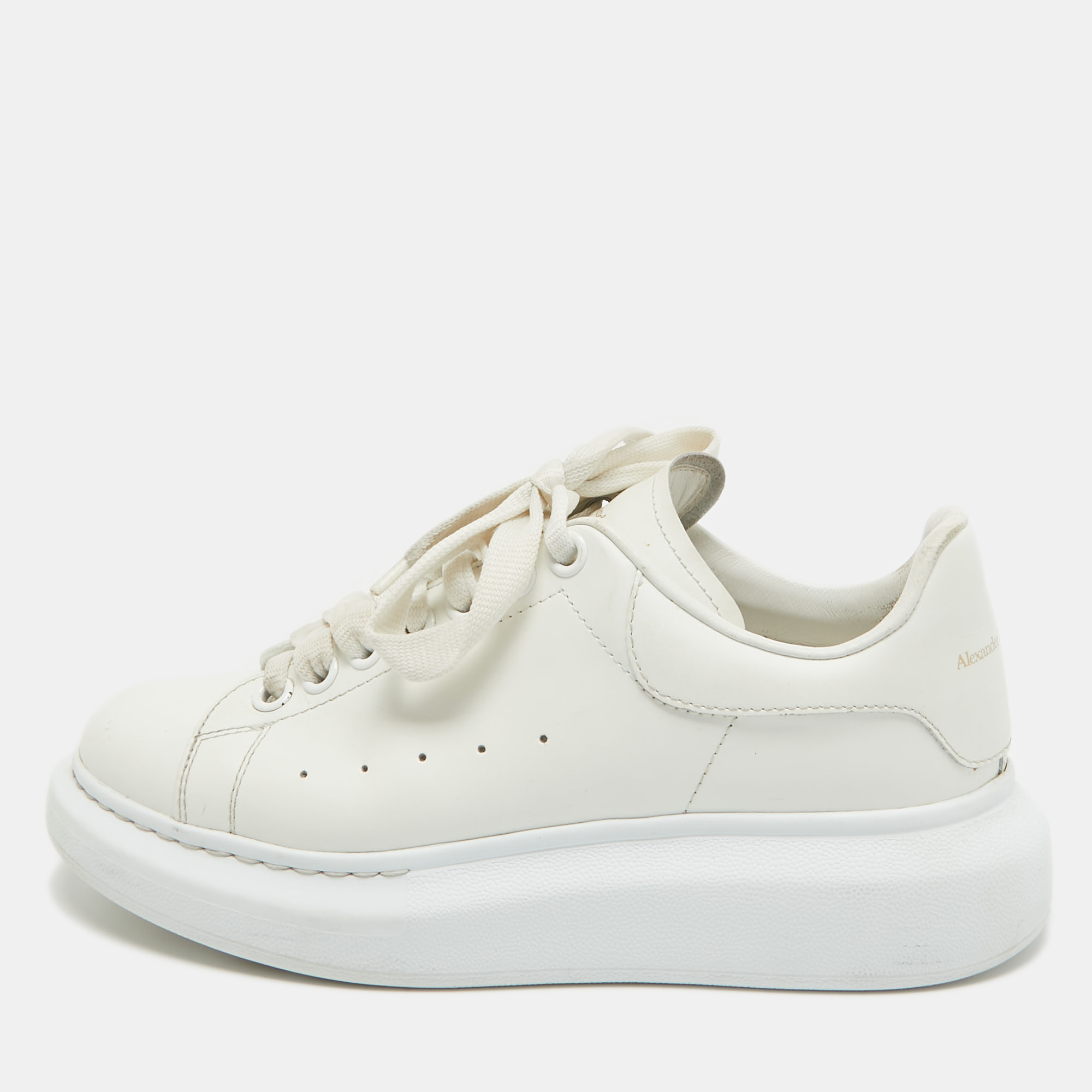 Alexander mcqueen off white leather larry sneakers size 37.5
