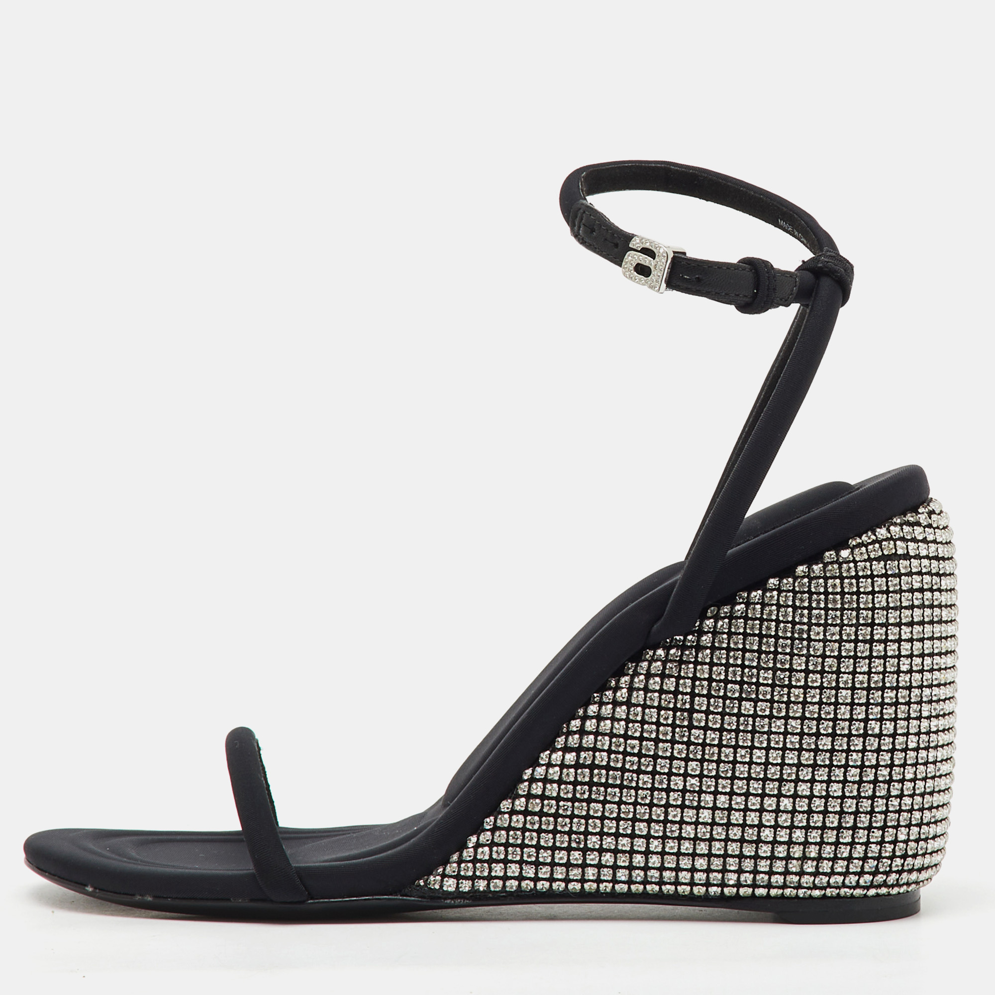 Alexander Wang Dahlia Black Satin Crystal Ankle Strap Wedge Sandals Size
Alexander Wang Dahlia Black Satin Crystal Ankle Strap Wedge Sandals Size
