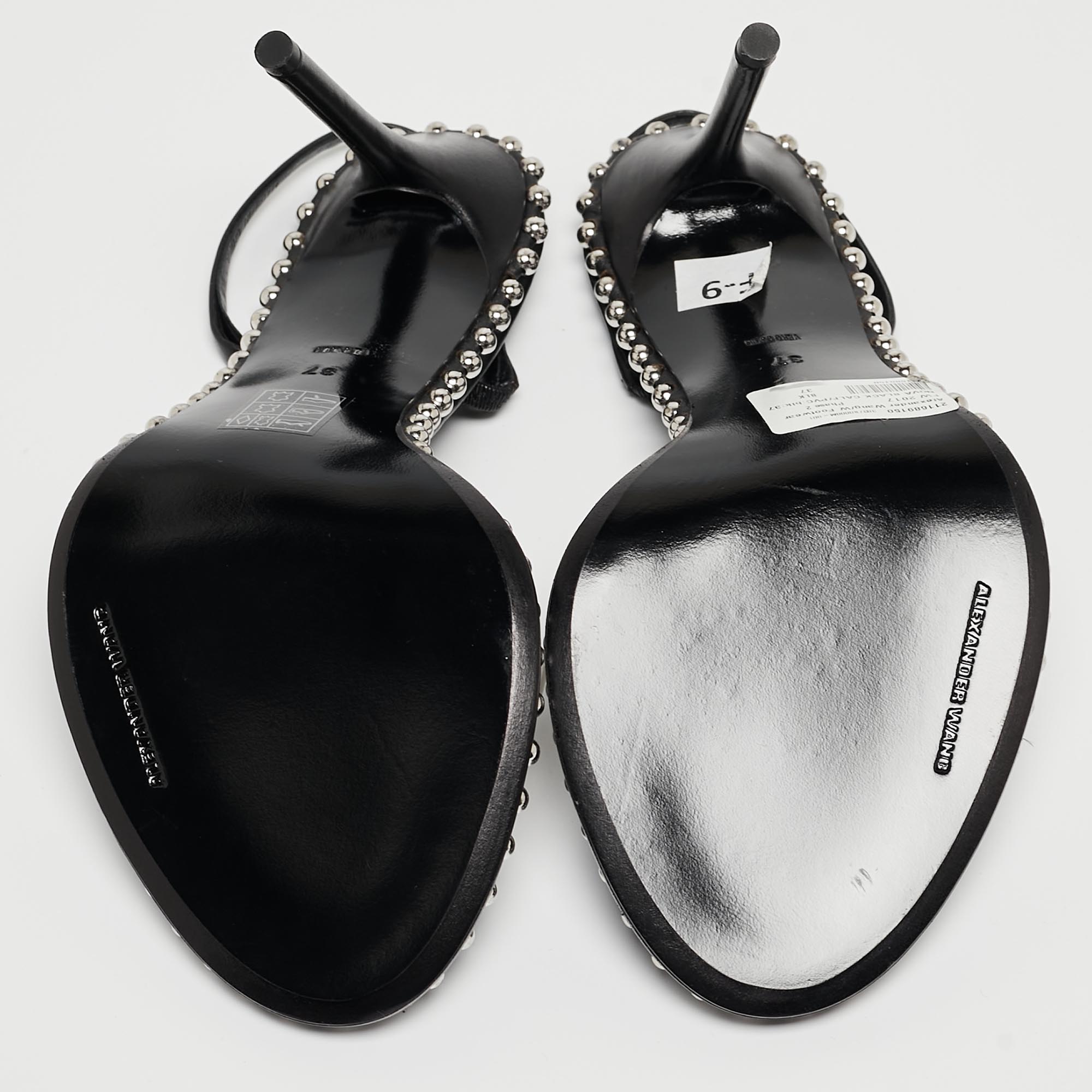 Alexander Wang Black Leather And PVC Studded Nova Slingback Sandals Size 37