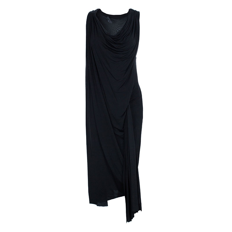 Image of Alexander Wang Black Draped Neck Jersey Maxi Dress S