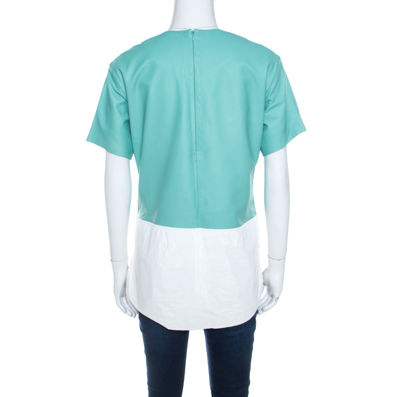 T By Alexander Wang Green Leather Boxy Fit Top S