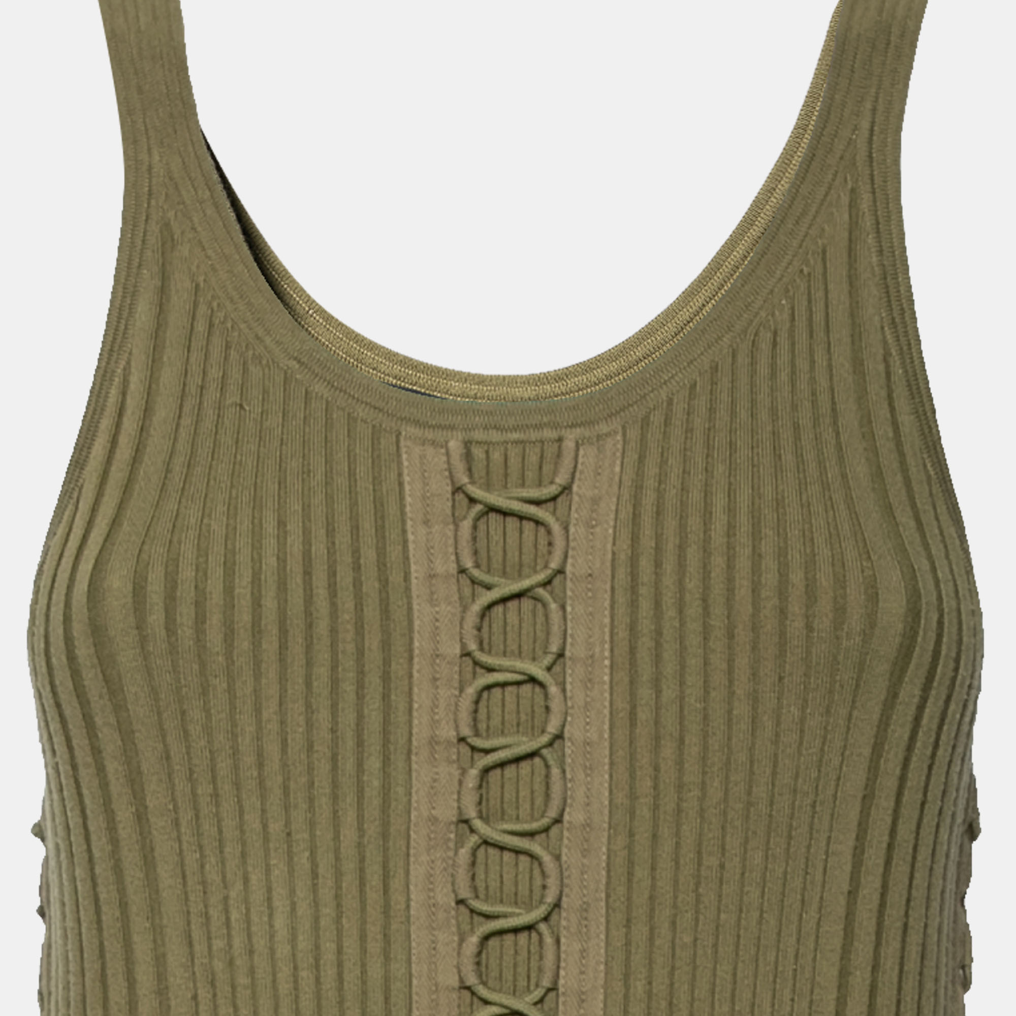 Alexander Wang Olive Green Rib Knit Sleeveless Dress M