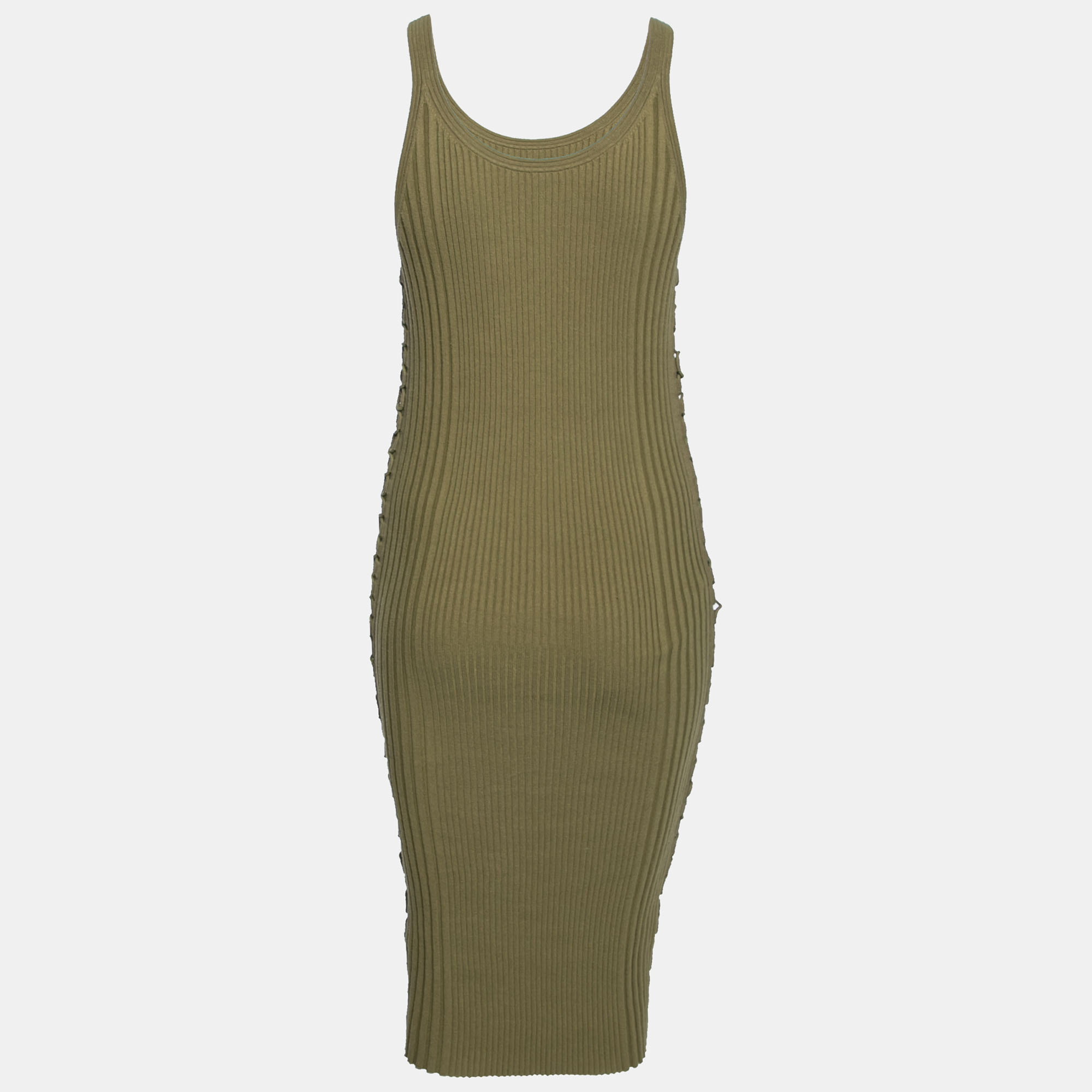 Alexander Wang Olive Green Rib Knit Sleeveless Dress M