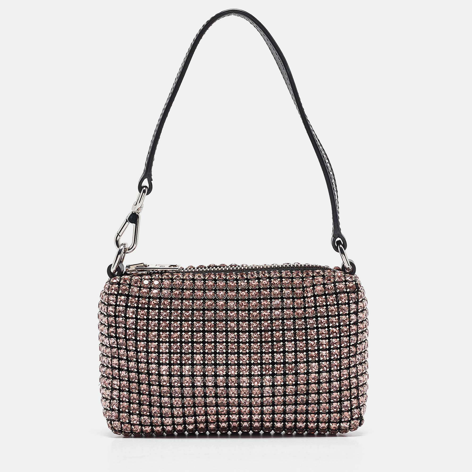 Alexander Wang Pink Crystal Mesh Heiress Pouch Bag