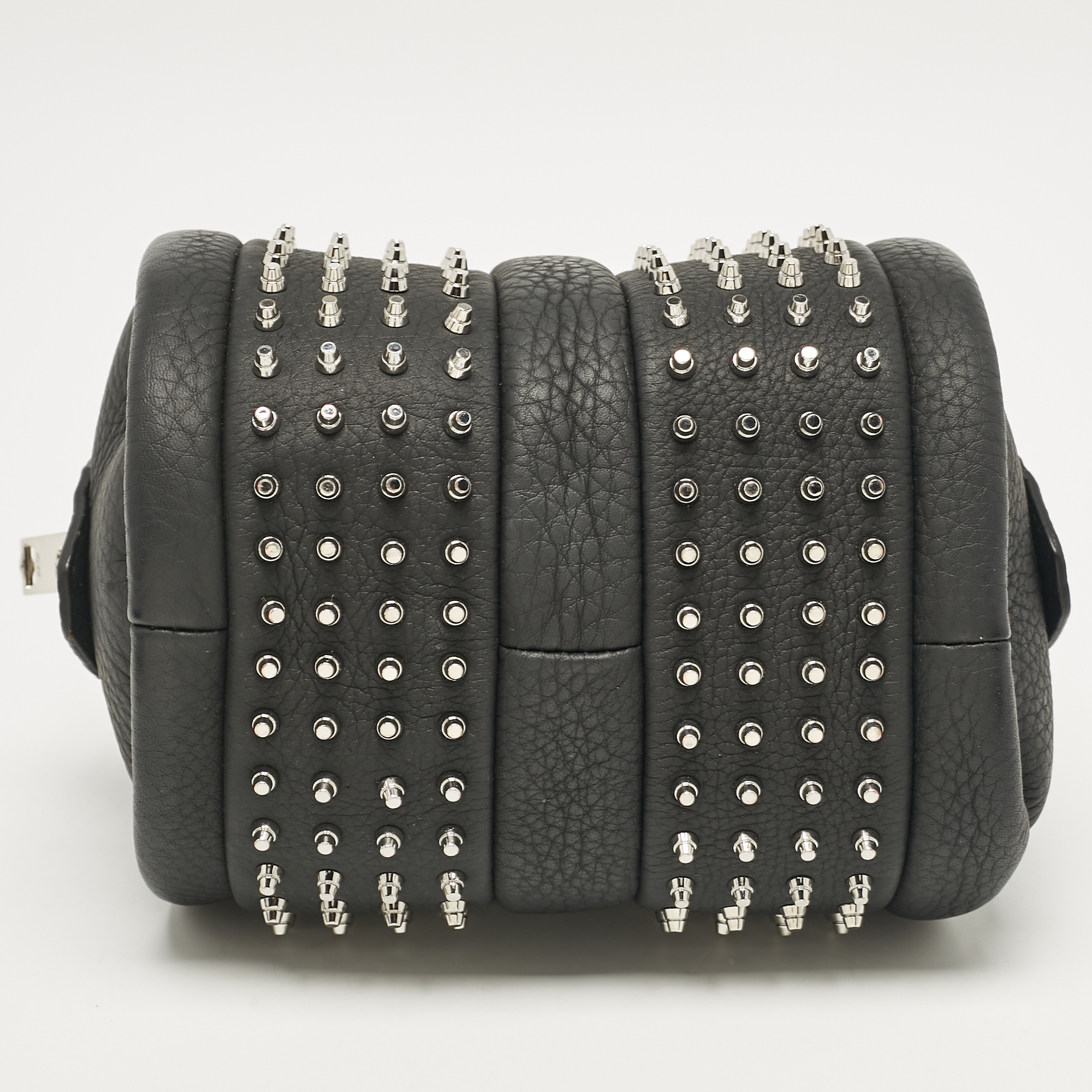 Alexander Wang Black Leather Baby Rockie Micro Stud Duffel Bag