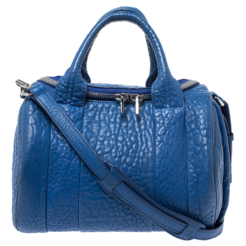 Image of Alexander Wang Blue Leather Small Rockie Satchel