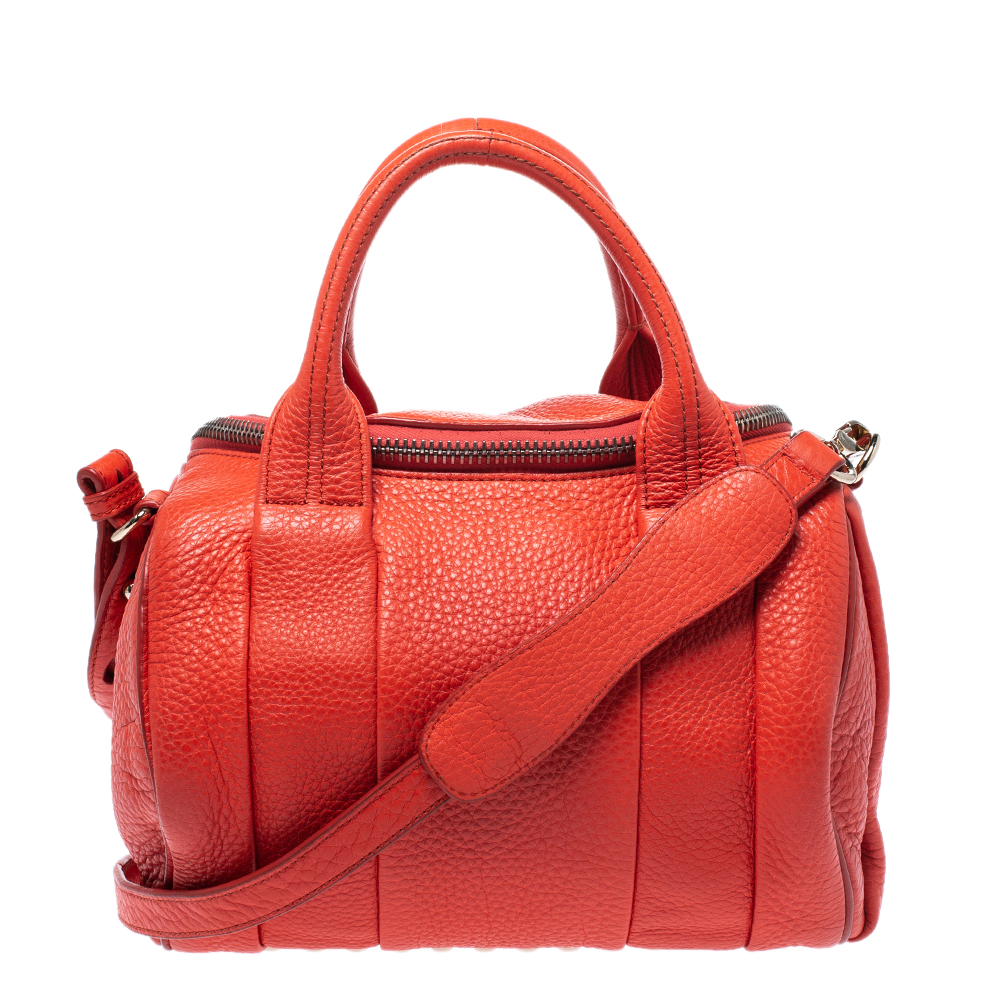 Image of Alexander Wang Orange Leather Small Rockie Satchel