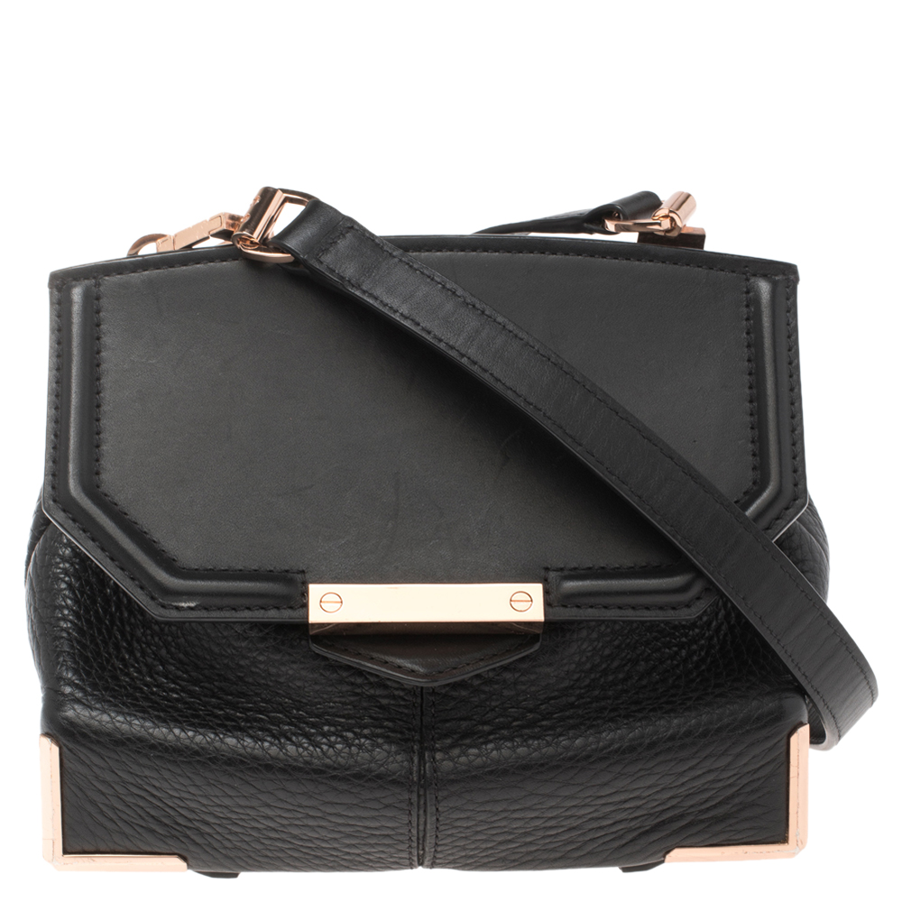 Image of Alexander Wang Black Leather Mini Marion Prisma Shoulder Bag