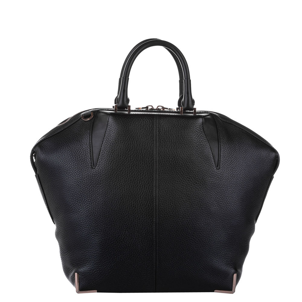 Image of Alexander Wang Black Leather Prisma Skeletal Emile Satchel Bag