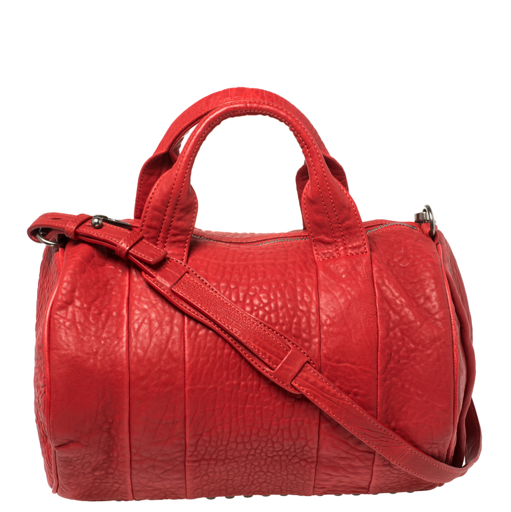 Alexander Wang Red Pebbled Leather Rocco Duffle Bag
