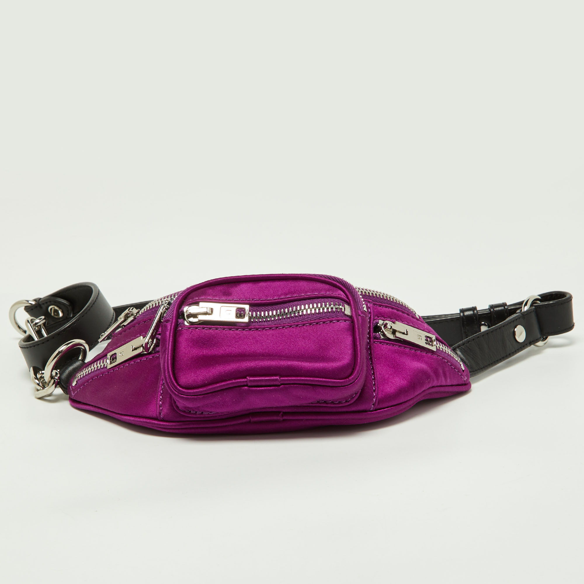 Alexander Wang Purple/Black Satin And Leather Attica Belt Bag