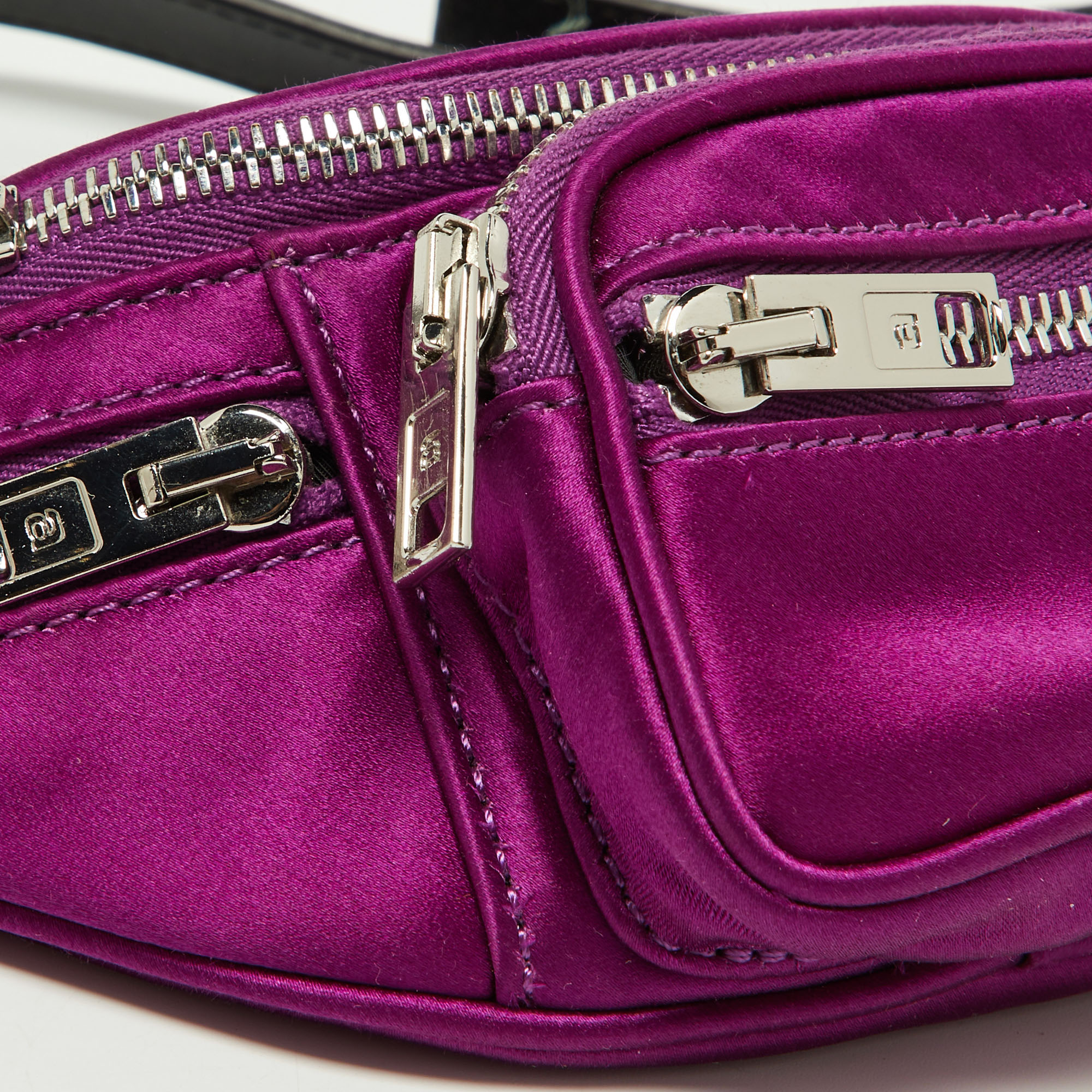 Alexander Wang Purple/Black Satin And Leather Attica Belt Bag