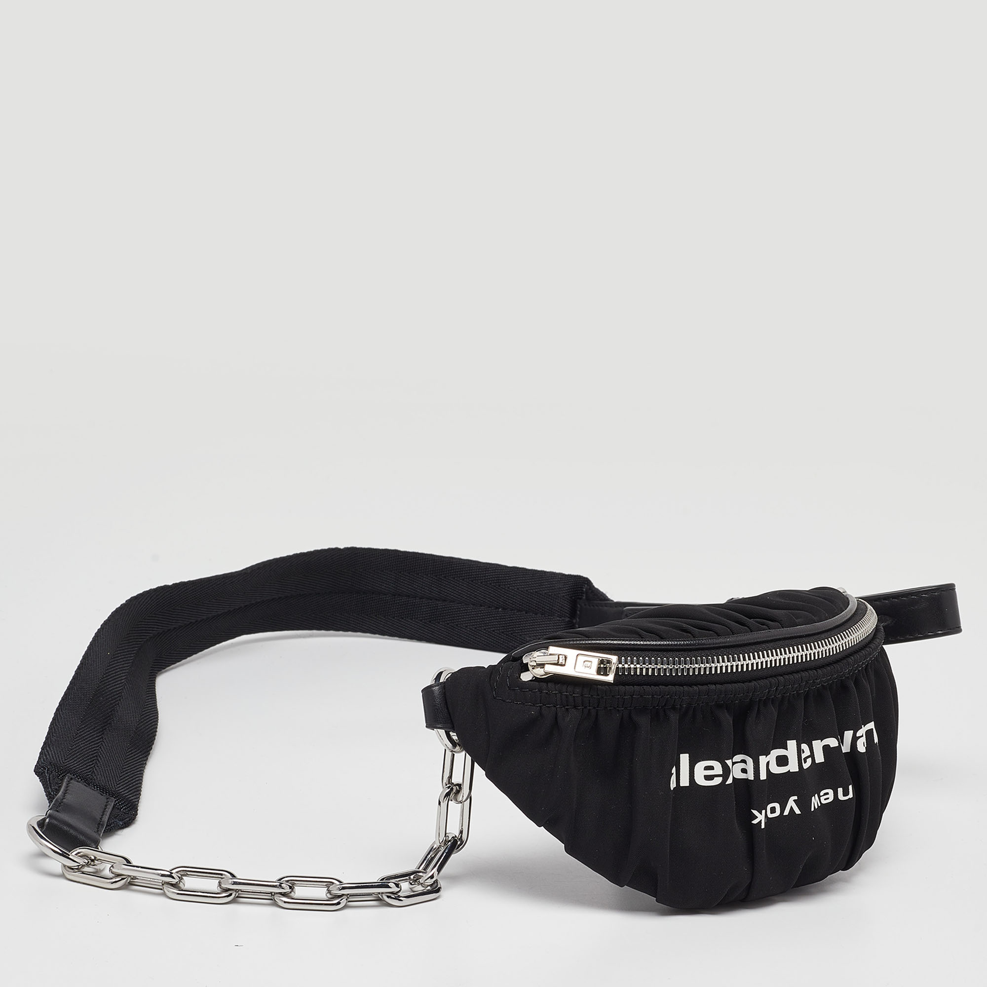 Alexander Wang Black Nylon And Leather Attica Ruched Belt Bag