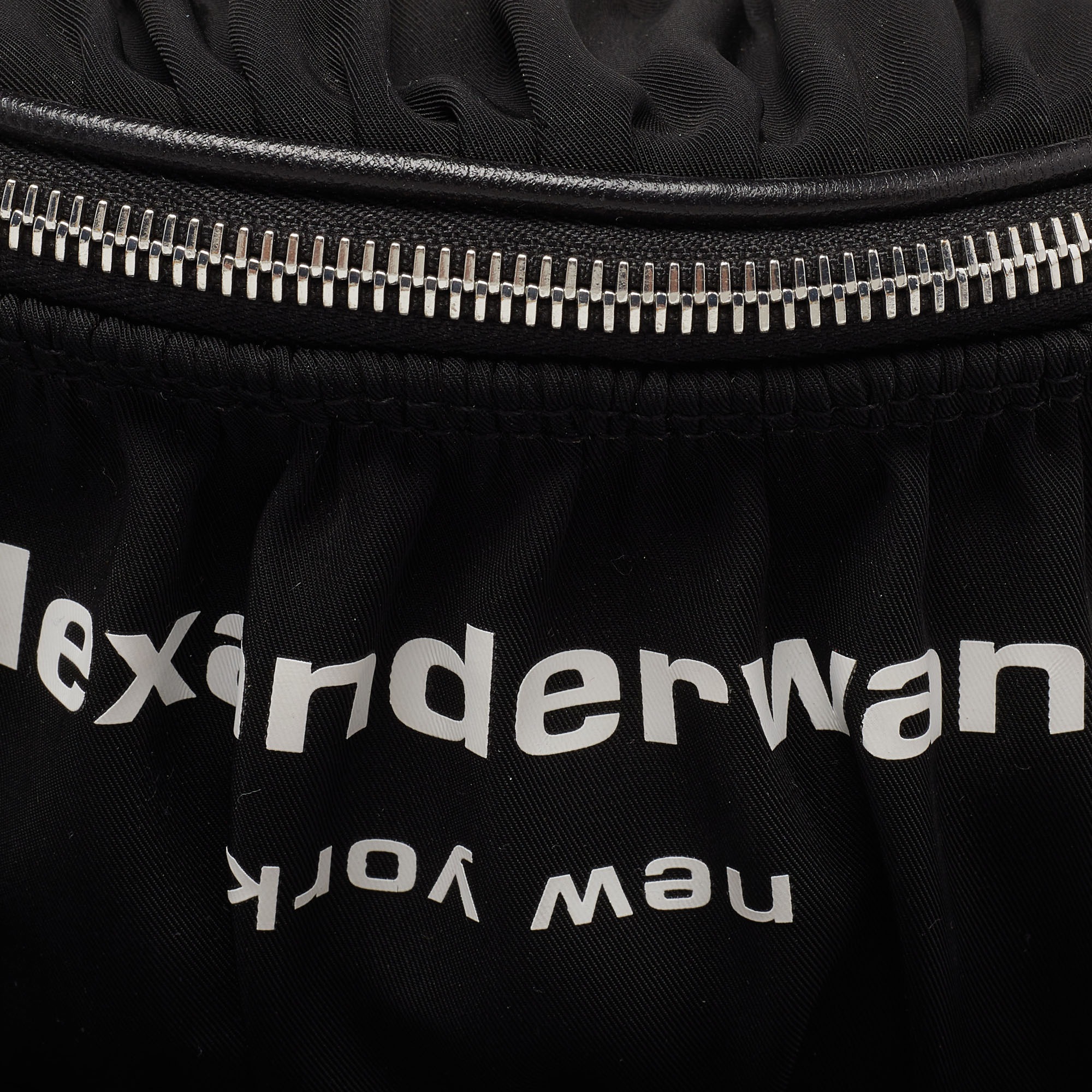 Alexander Wang Black Nylon And Leather Attica Ruched Belt Bag
