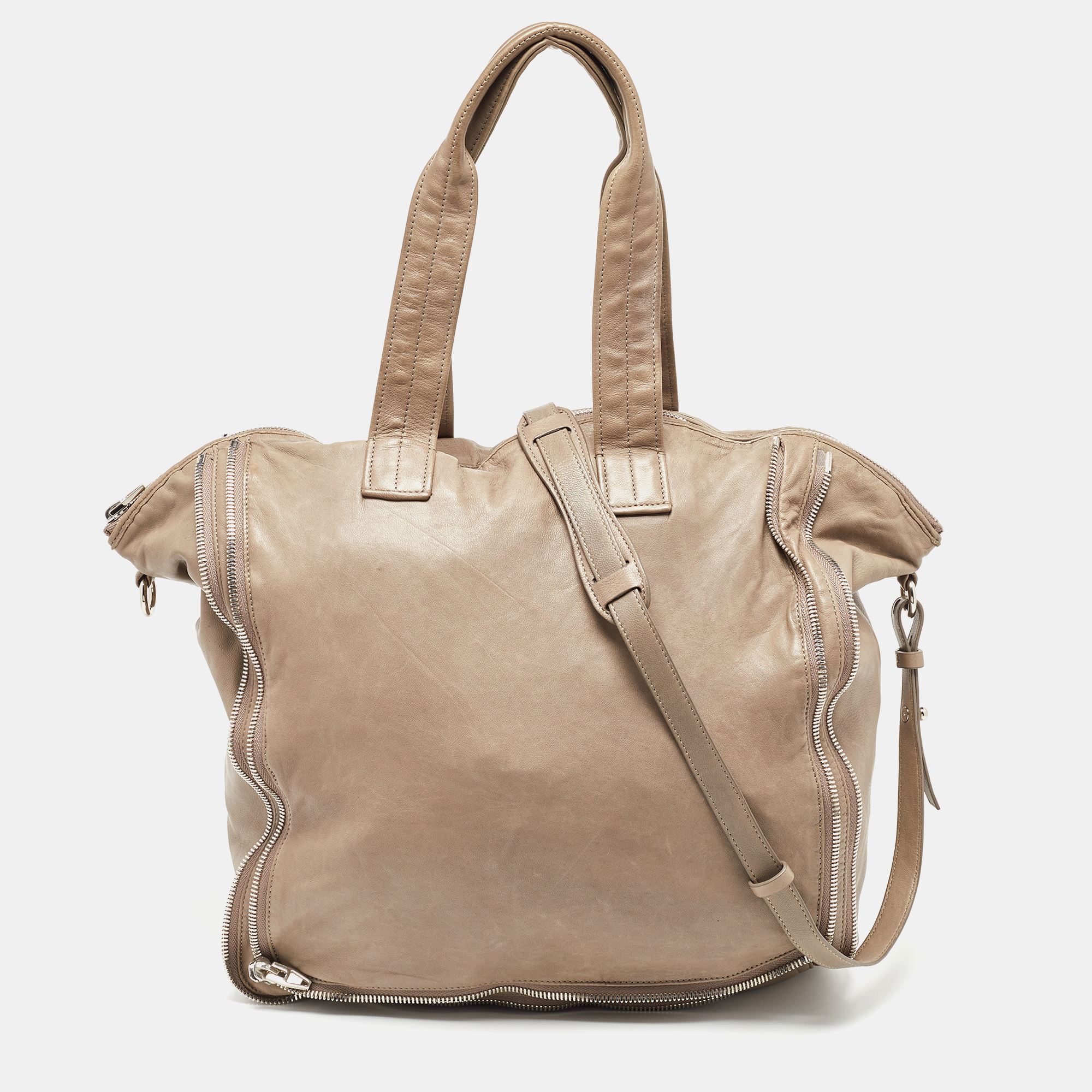Alexander Wang Grey Leather Trudy Zip Tote