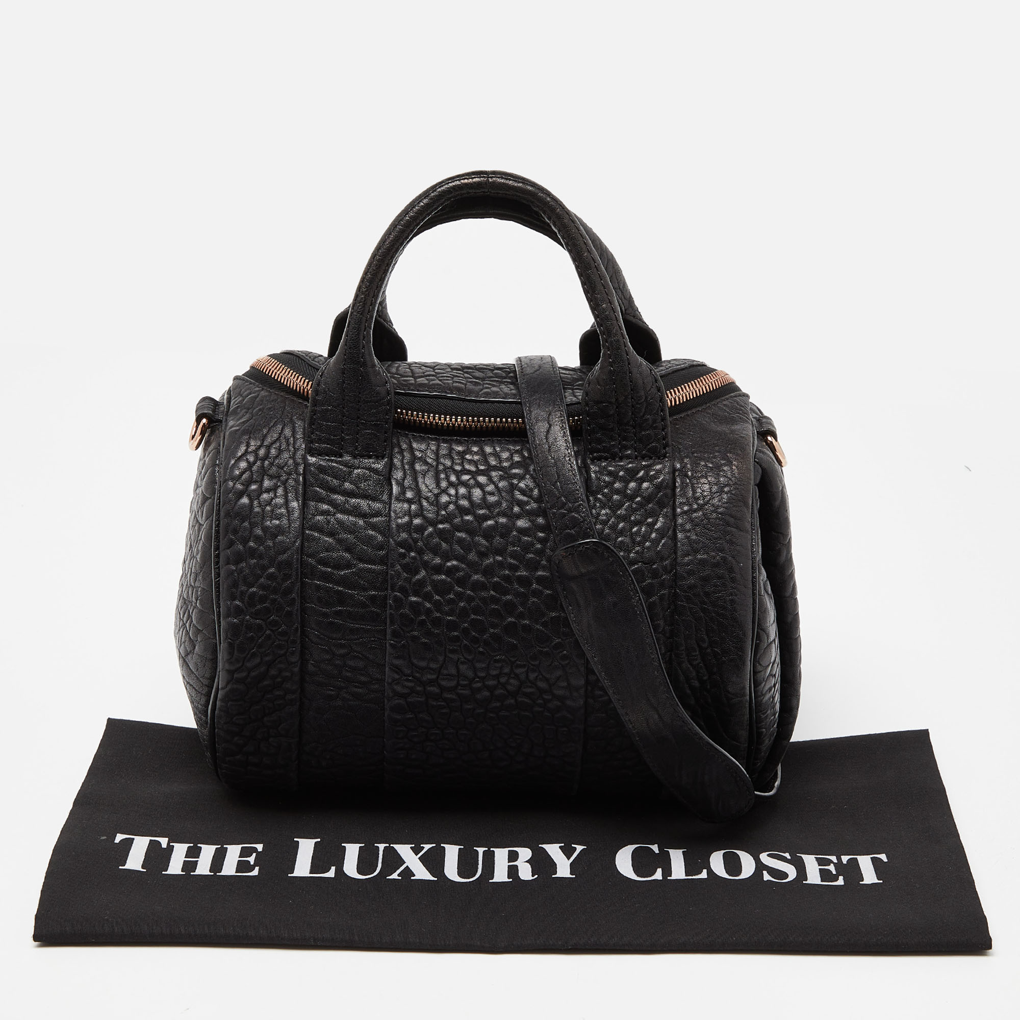 Alexander Wang Black Textured Leather Rocco Bag