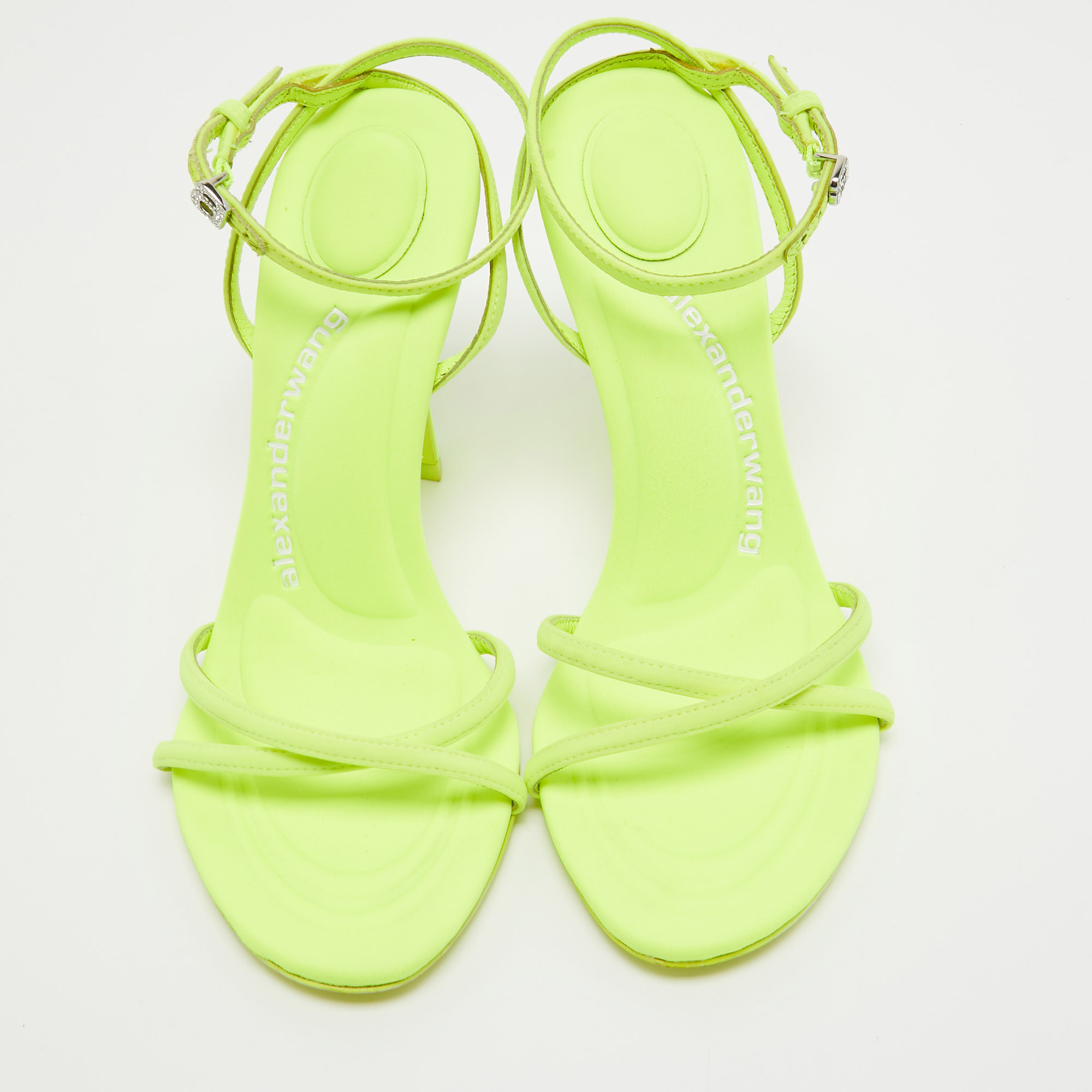 Alexander Wang Neon Green Fabric Dahlia Ankle Strap Sandals Size 40