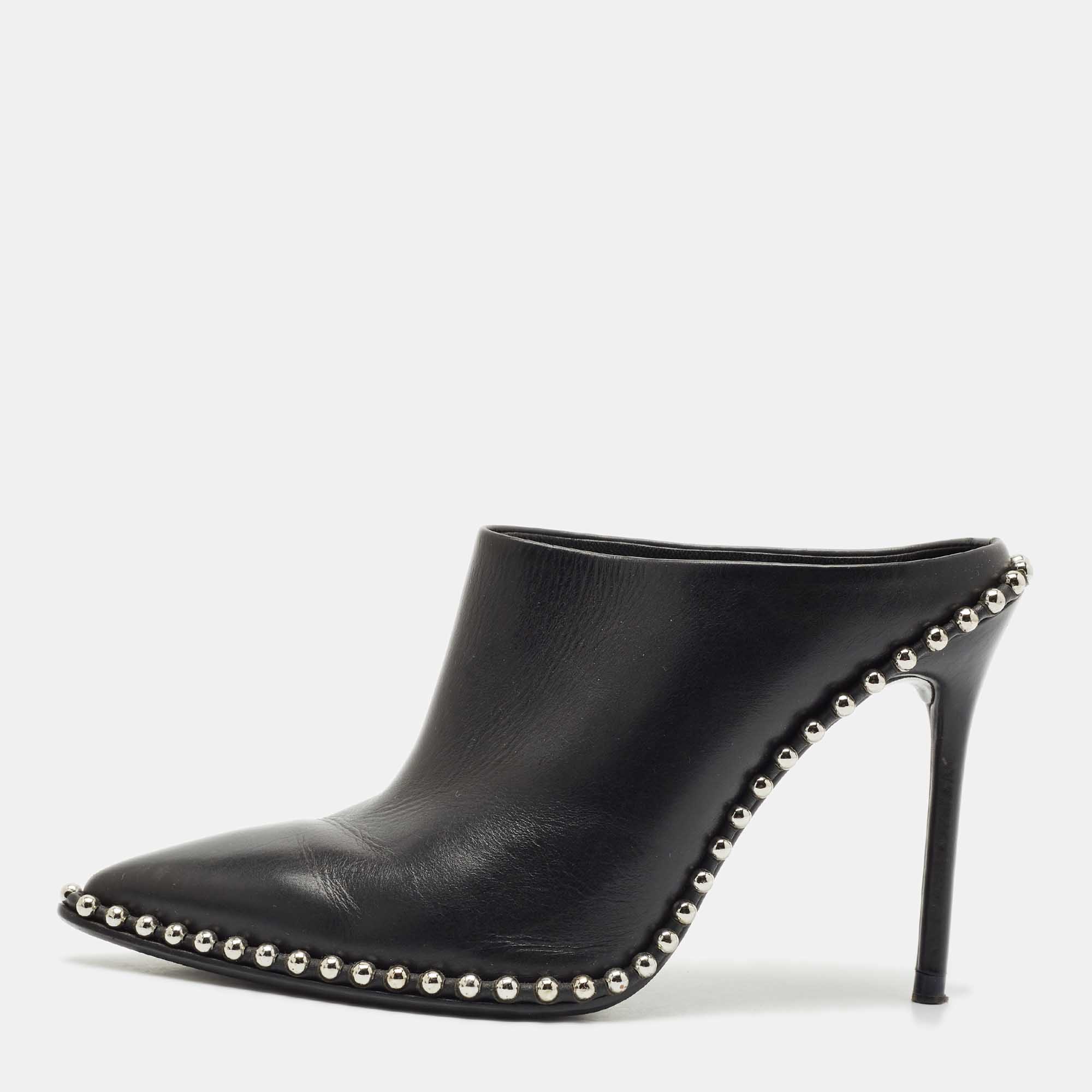 Alexander Wang Black Leather Eri Studded Pointed Toe Mules Size
Alexander Wang Black Leather Eri Studded Pointed Toe Mules Size