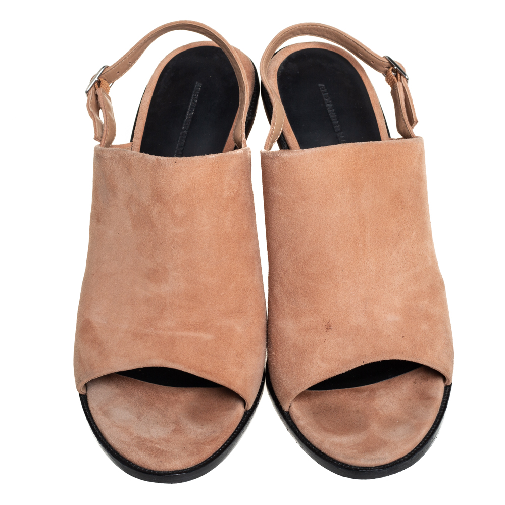 Alexander Wang Beige Suede Cole Slingback Sandals Size 40.5