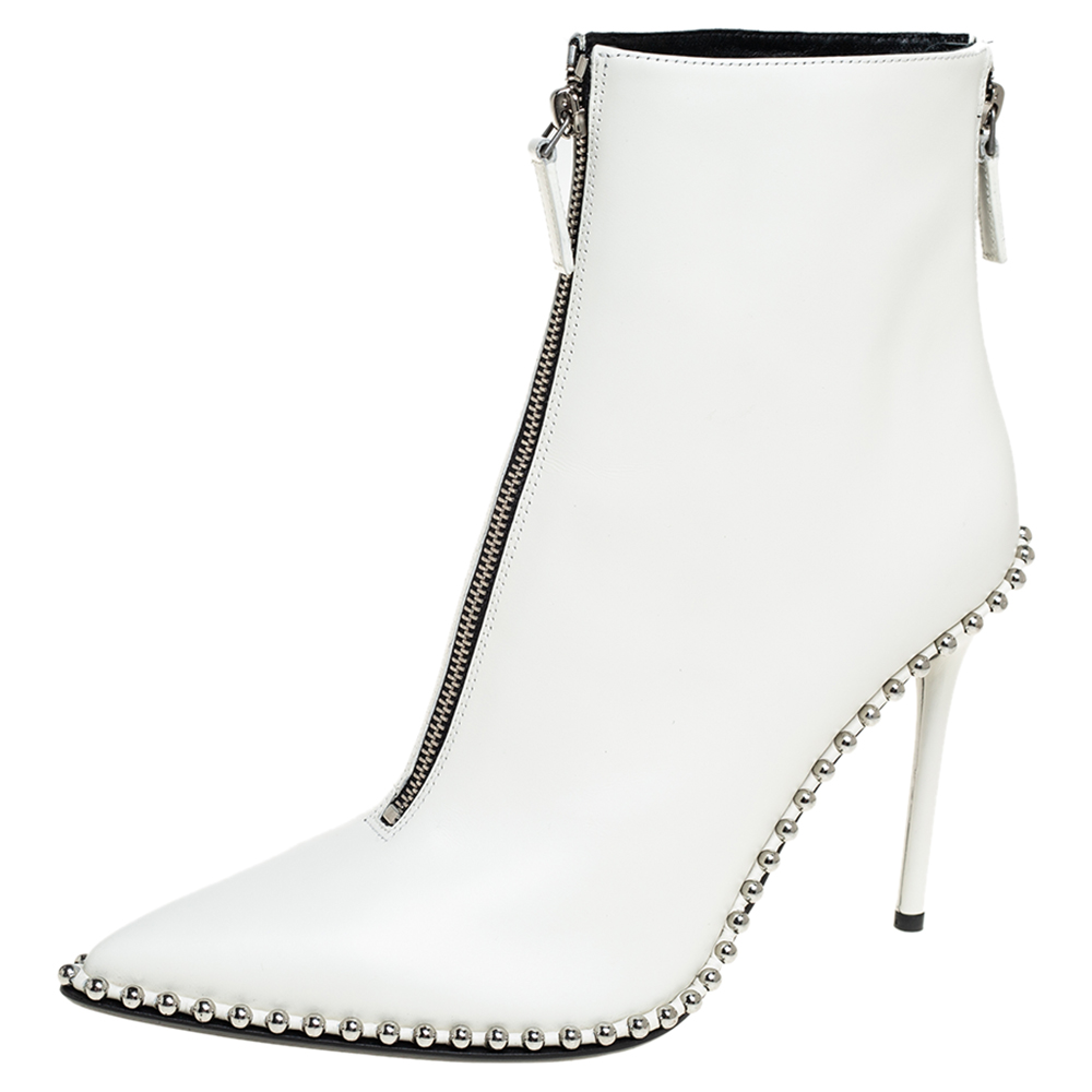 Alexander Wang Off White Leather Ankle Boots Size 41
