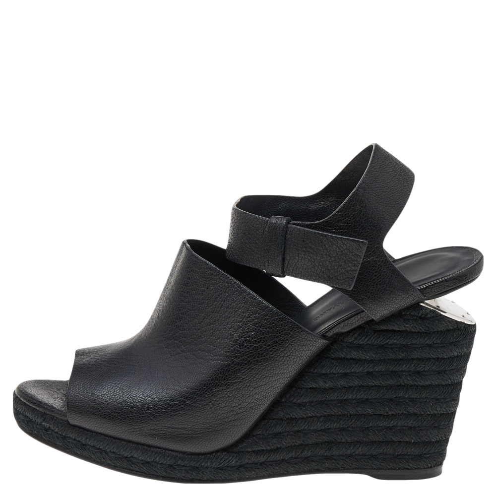 

Alexander Wang Black Leather Wedge Espadrille Sandals Size