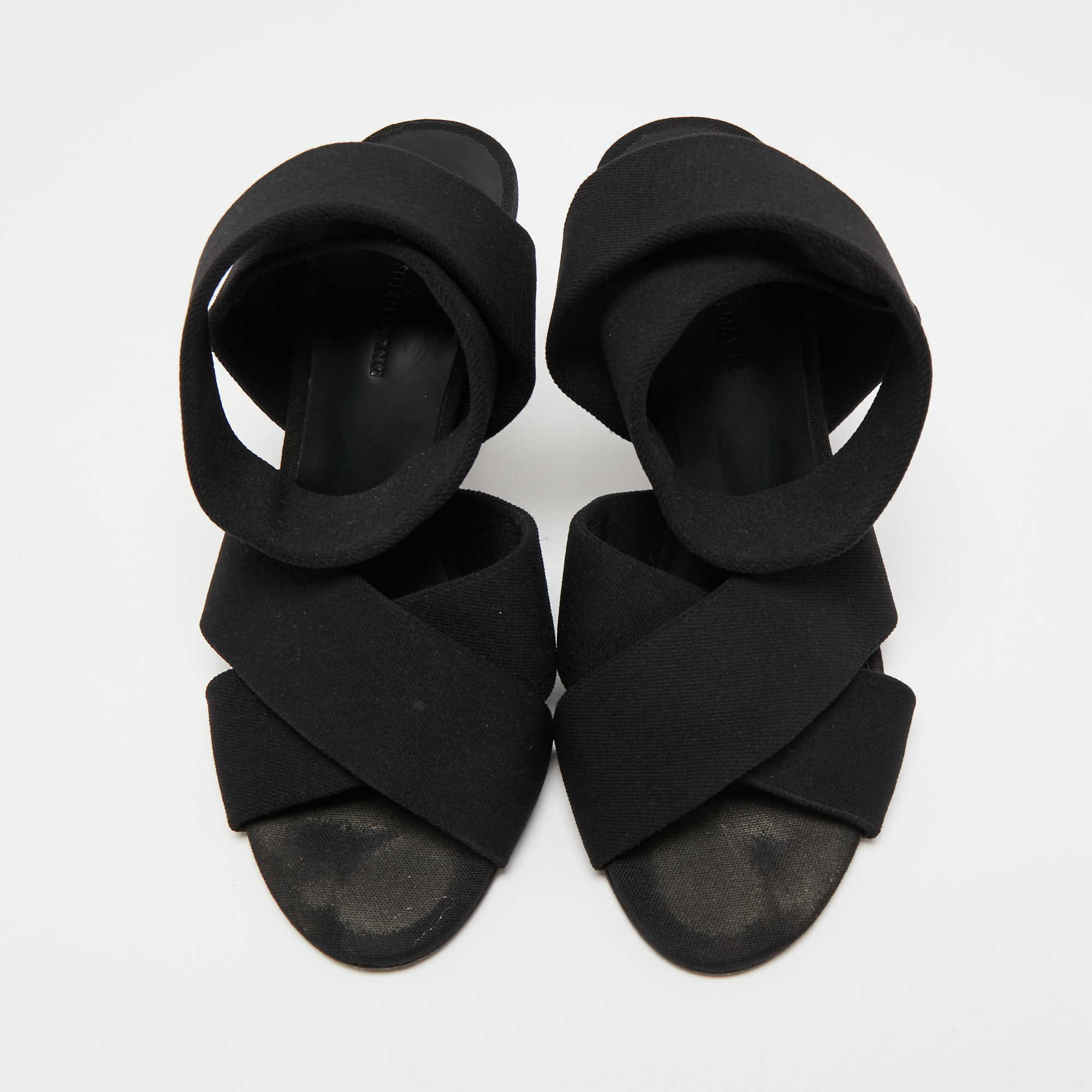 Alexander Wang Black Canvas Ankle Wrap Sandals Size 36