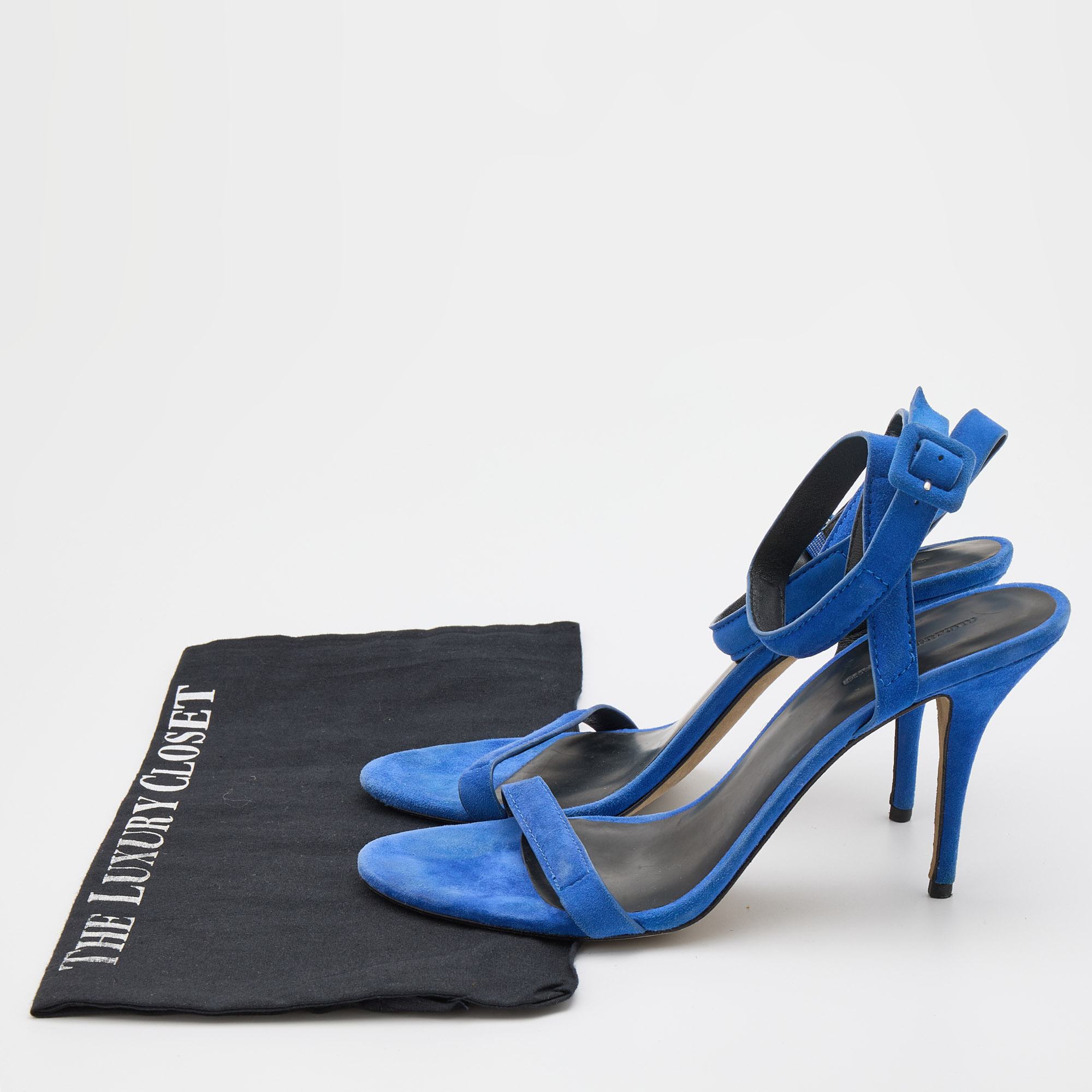 Alexander Wang Royal Blue Suede Antonia Ankle Strap Sandals Size 41