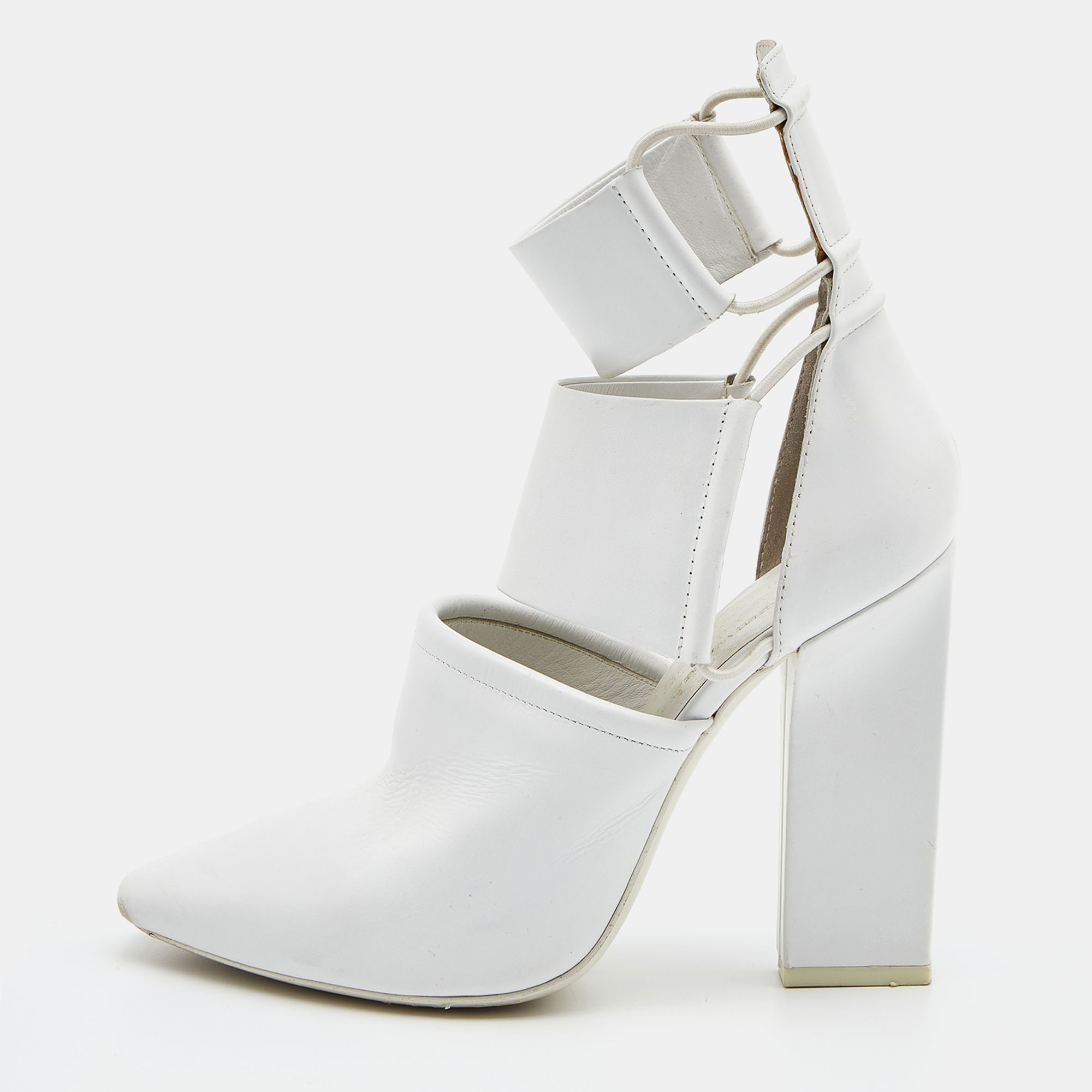 Alexander Wang White Leather Mackenzie Cut Out Booties Size 38