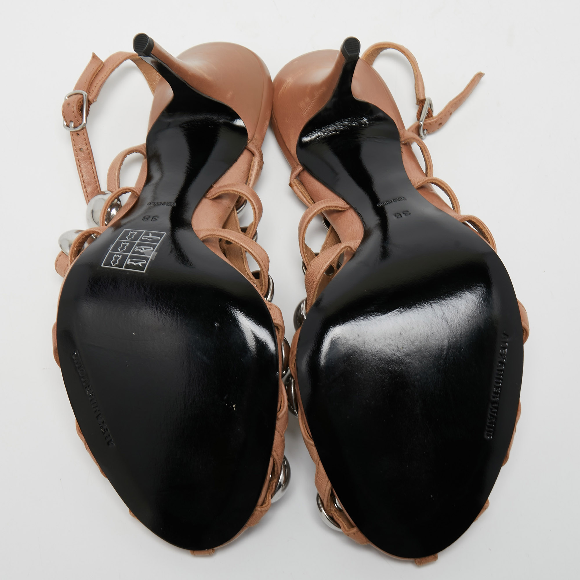 Alexander Wang Beige Studded Leather Sadie Slingback Sandals Size 38