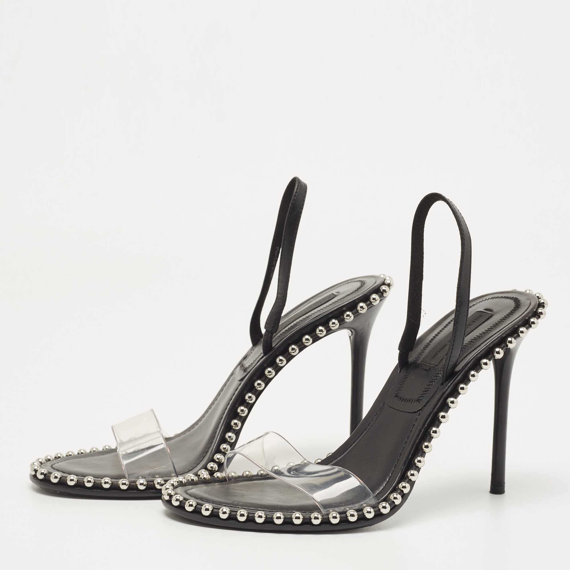 

Alexander Wang Black PVC and Leather Slingback Sandals Size