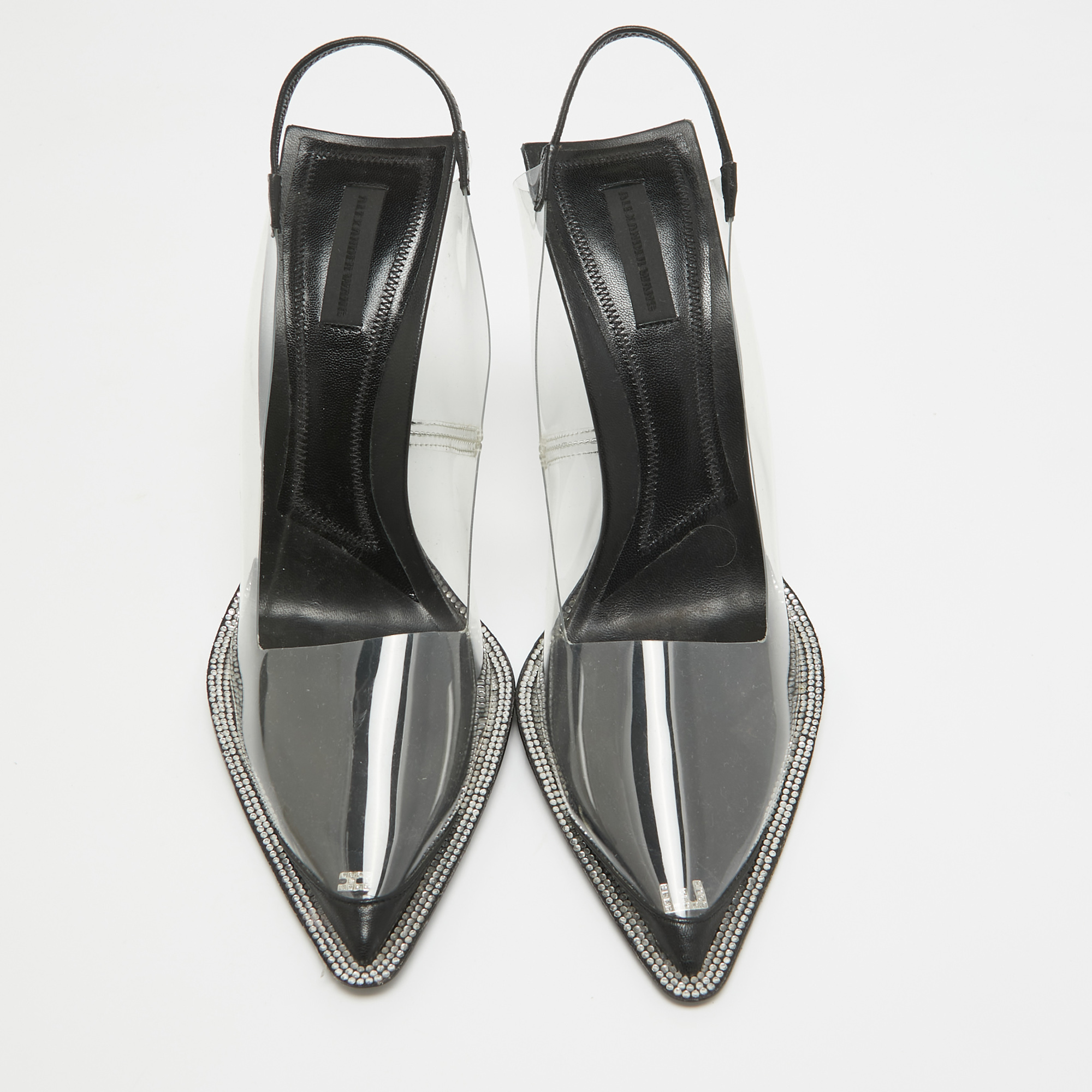 Alexander Wang Black/Transparent PVC And Leather Slingback Pumps Size 39