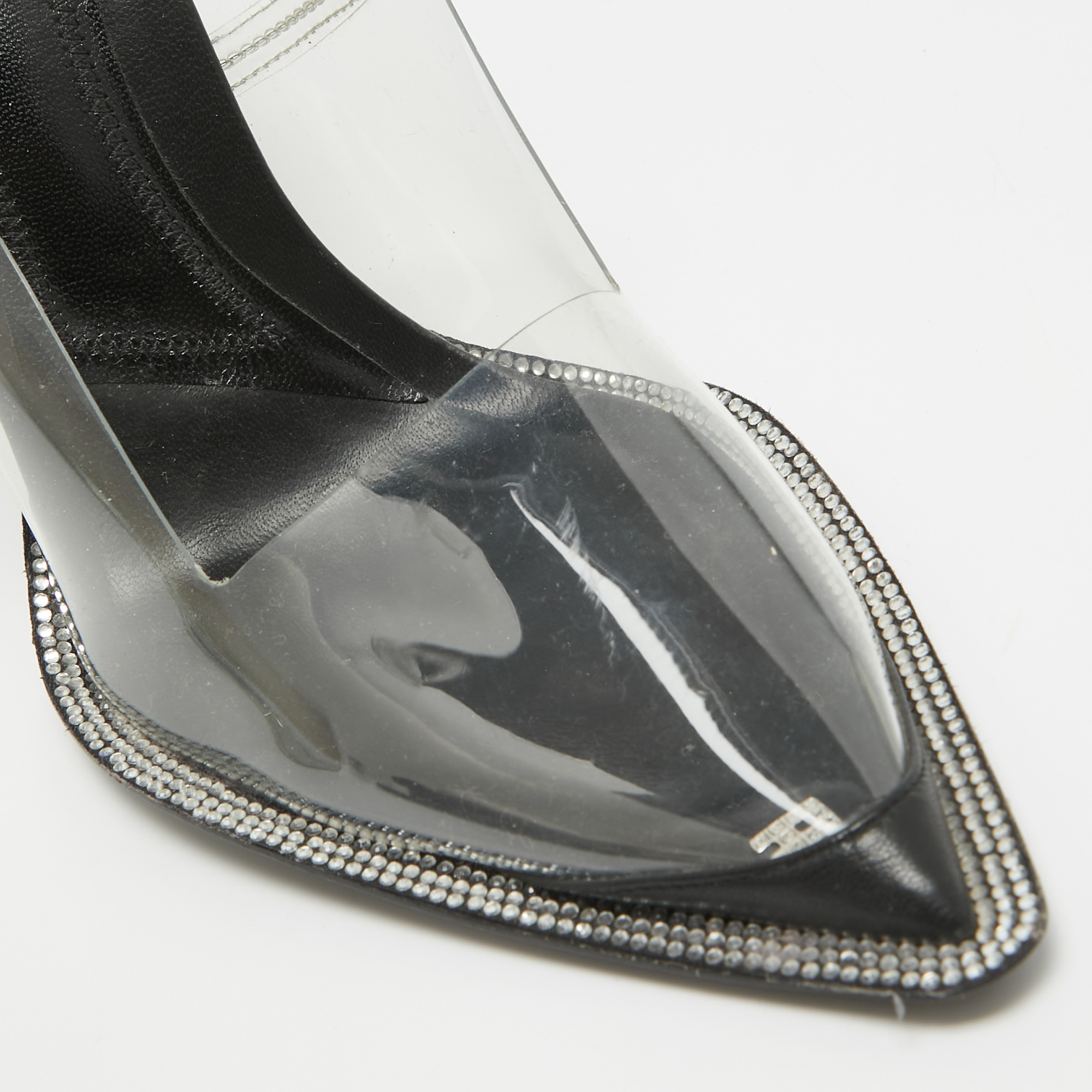 Alexander Wang Black/Transparent PVC And Leather Slingback Pumps Size 39