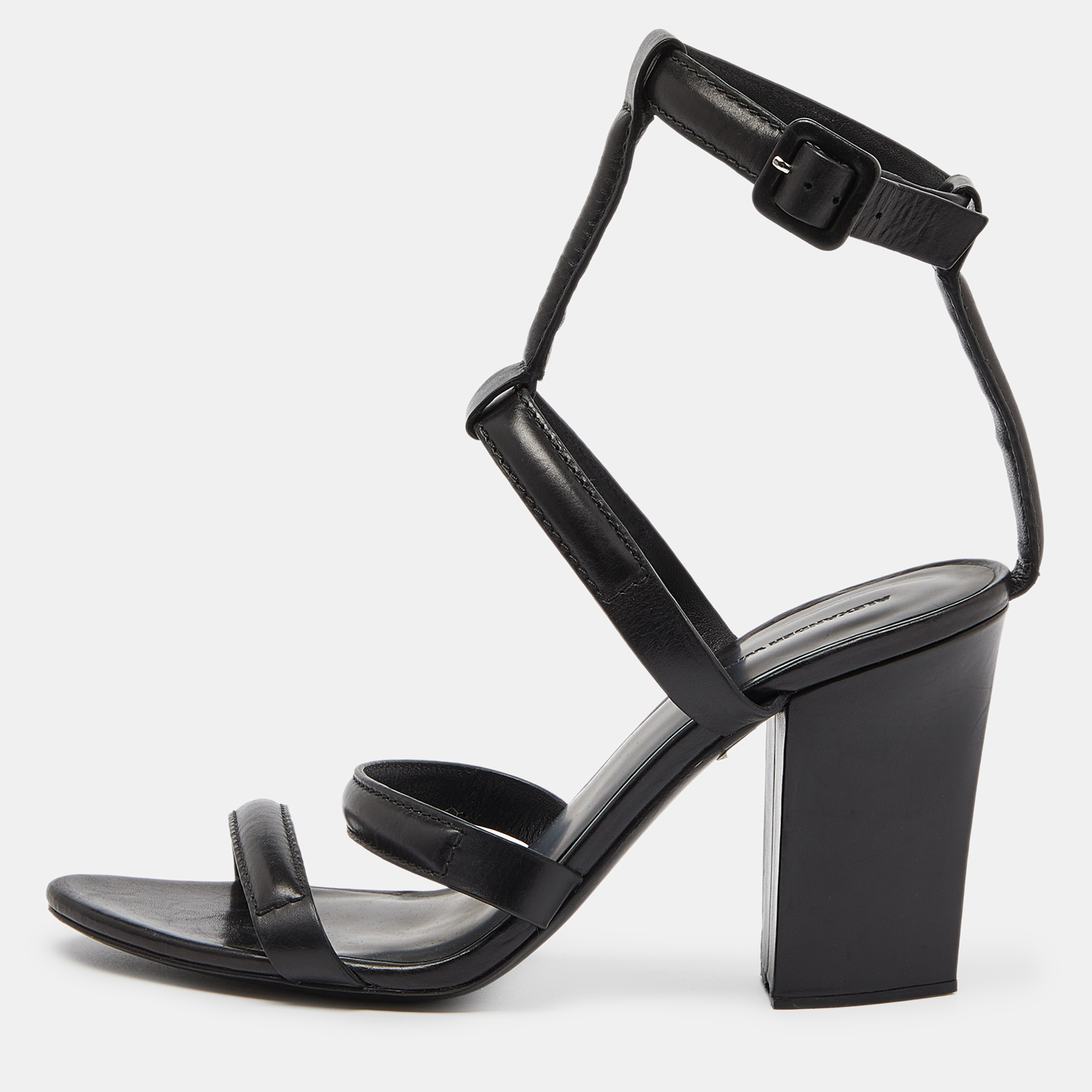Alexander wang black leather ankle-strap sandals size 39.5