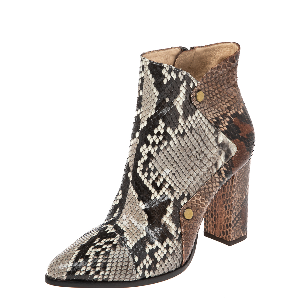 Alexandre birman white-brown python leather ankle boots size 37