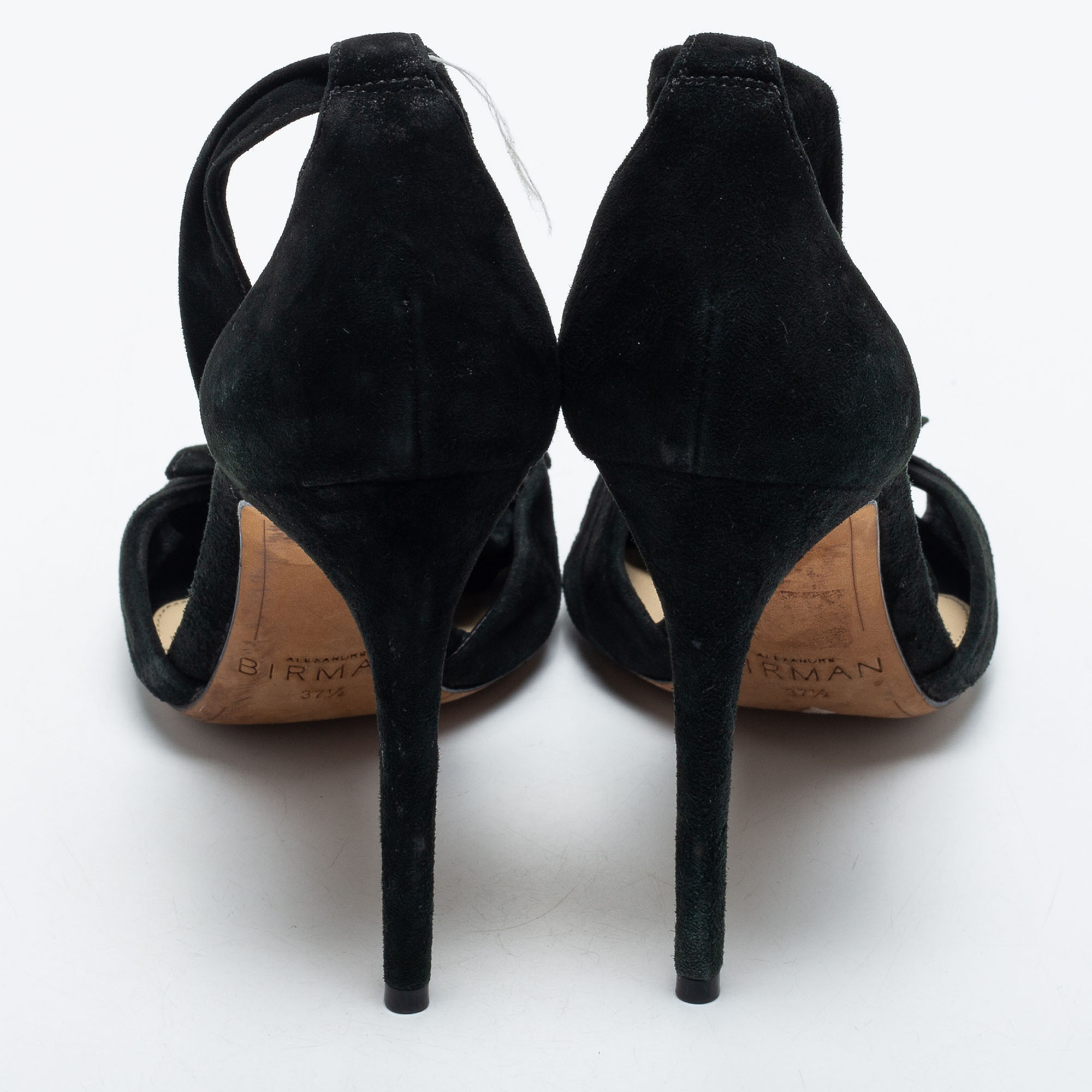Alexandre Birman Black Suede Clarita Ankle Tie Sandals Size 37.5
