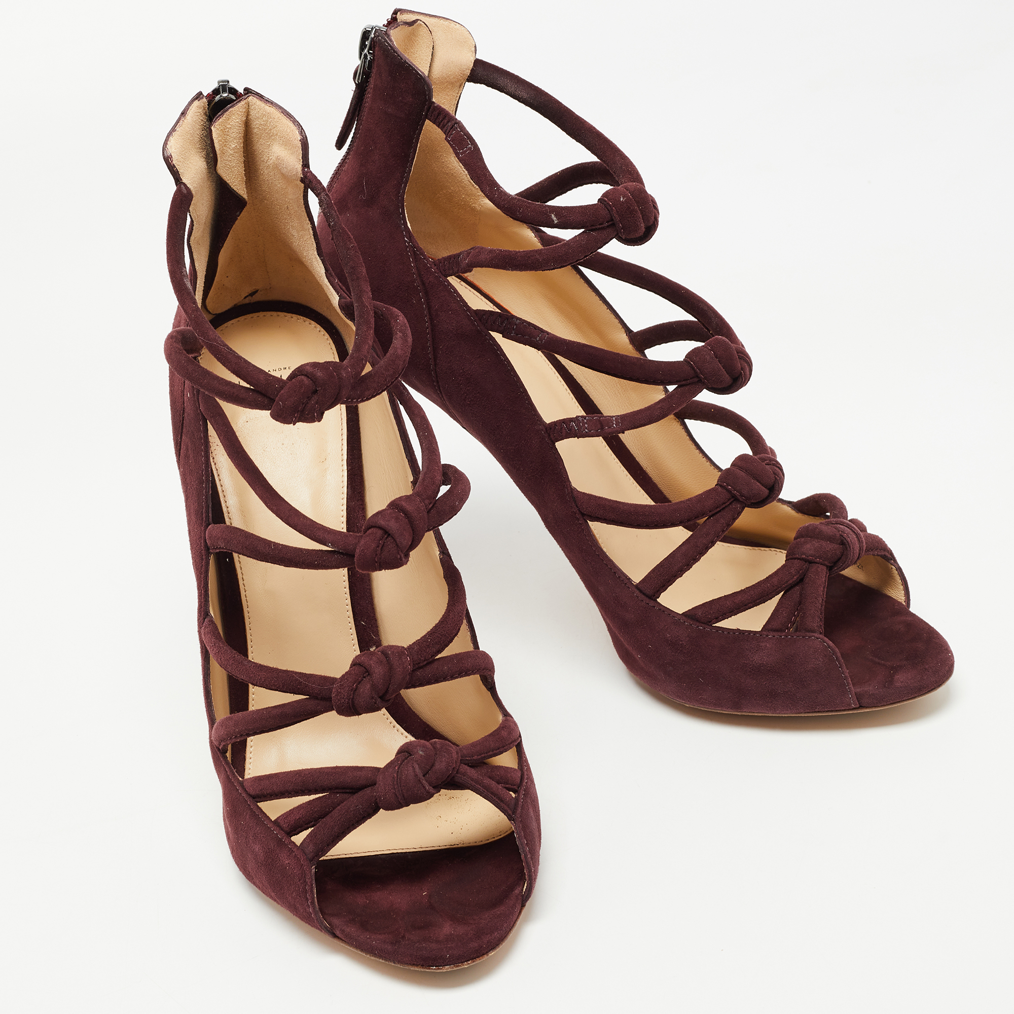 Alexandre Birman Burgundy Suede Lolita Strappy Sandals Size 40