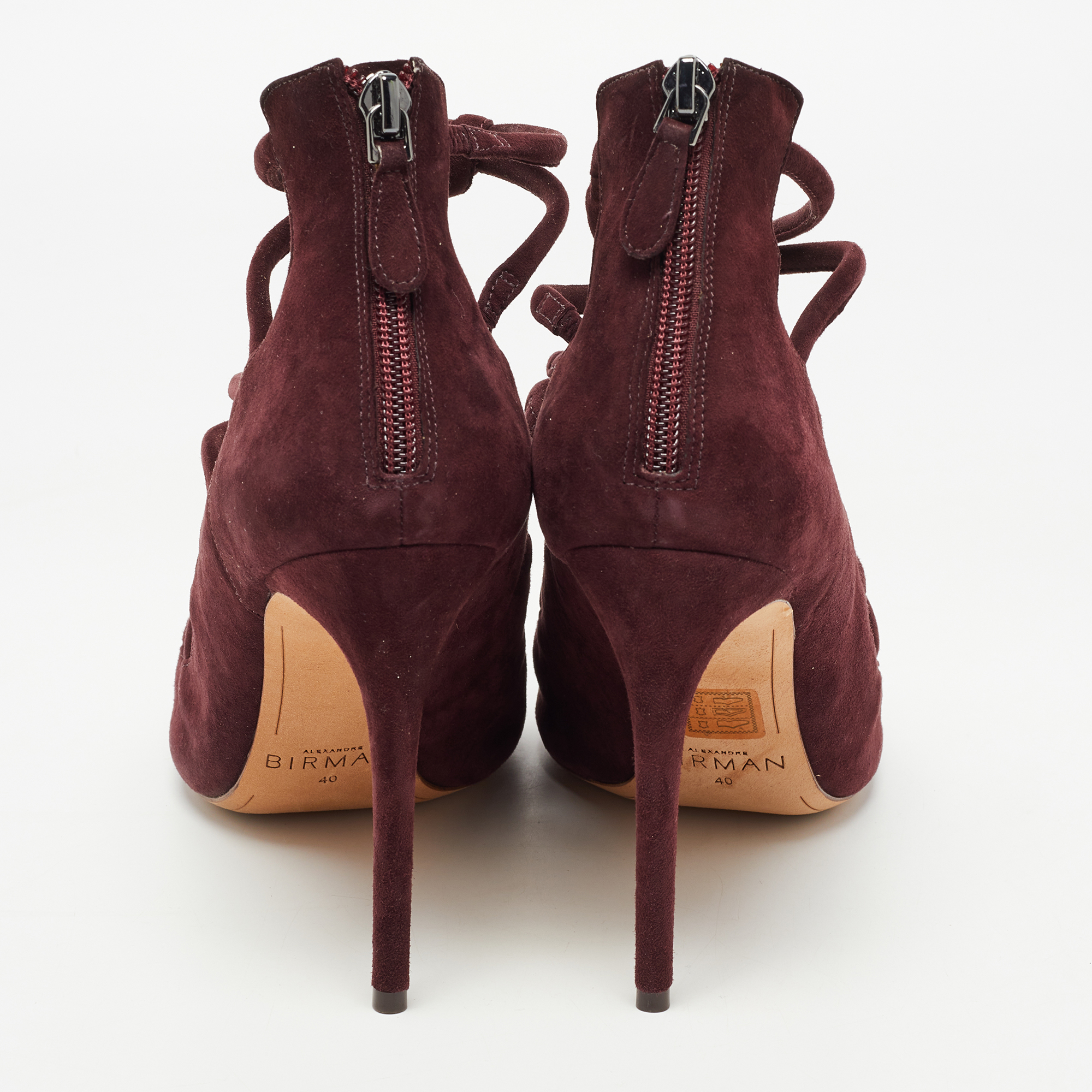 Alexandre Birman Burgundy Suede Lolita Strappy Sandals Size 40