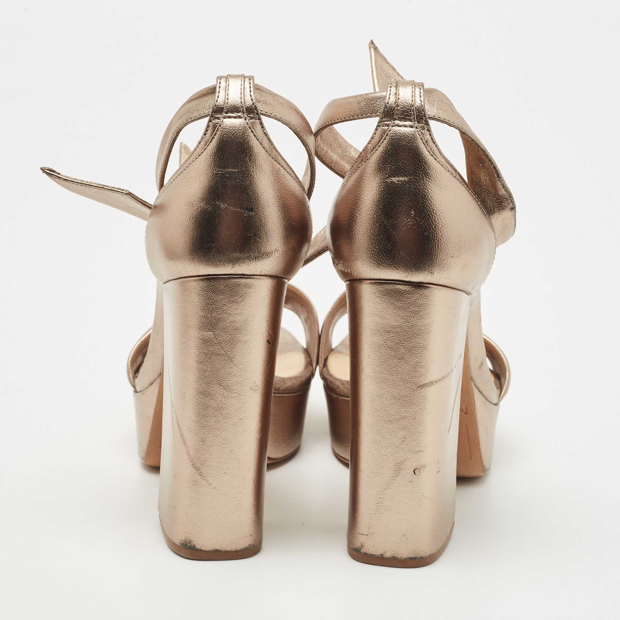Alexandre Birman Metallic Leather Celine Sandals Size 38