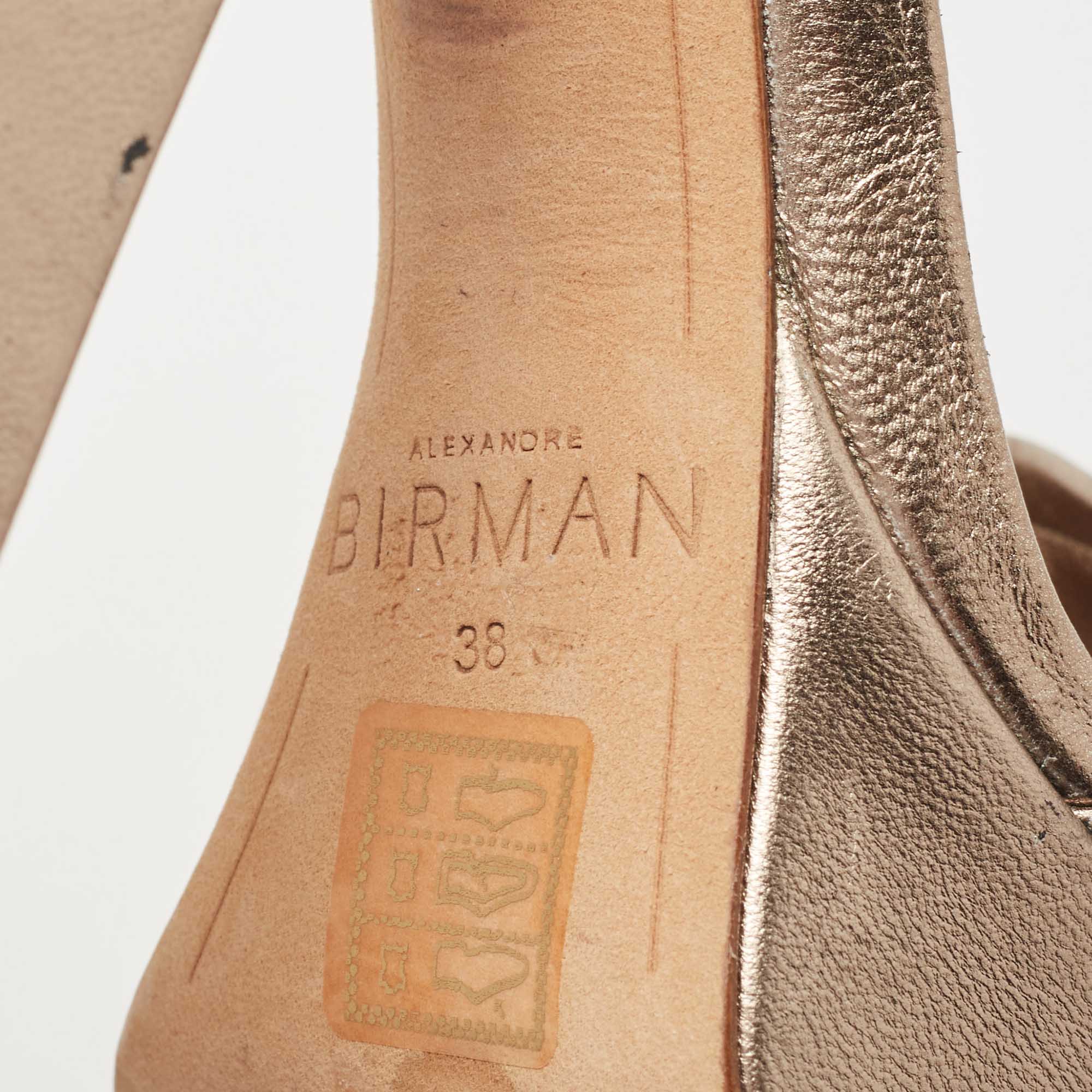 Alexandre Birman Metallic Leather Celine Sandals Size 38