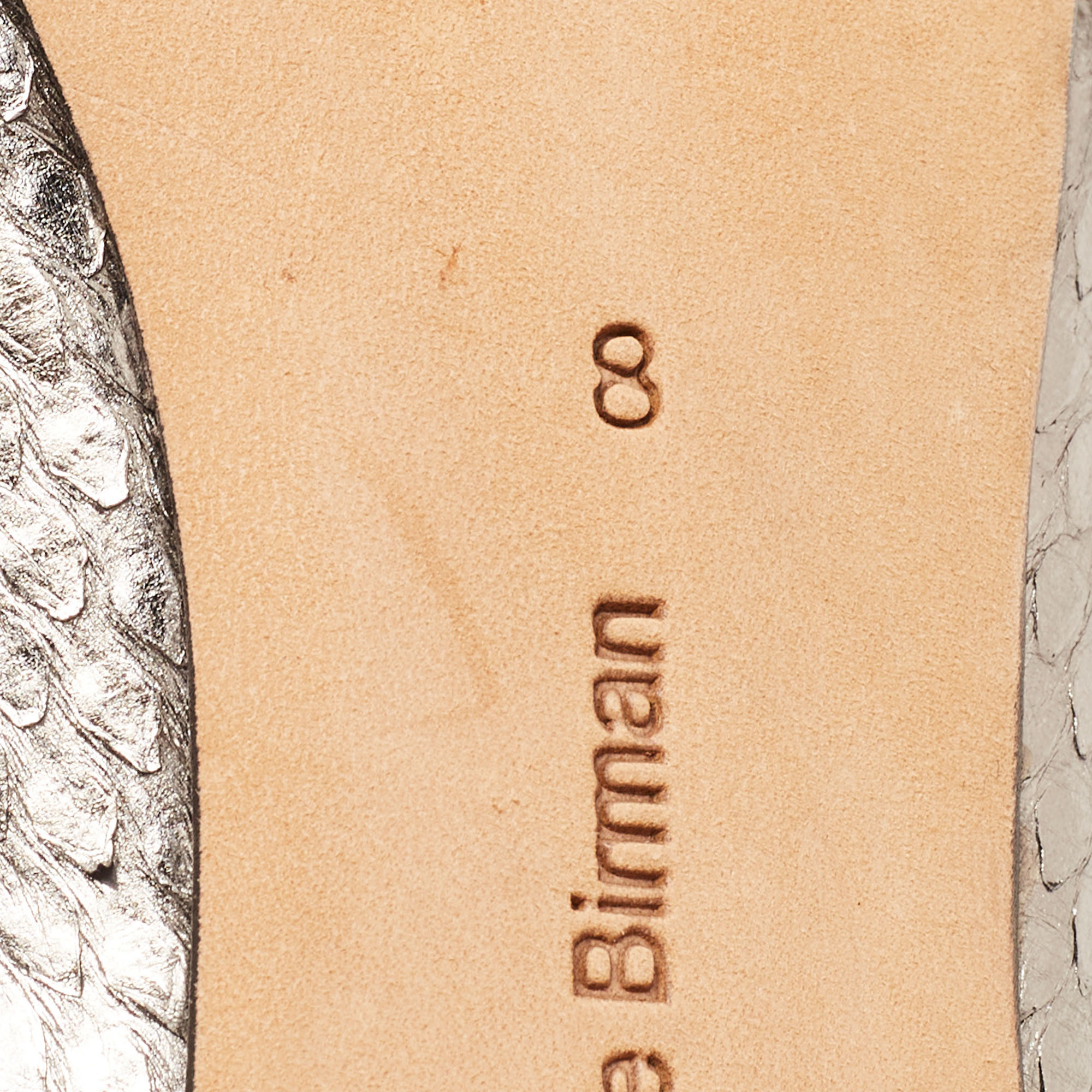 Alexander Birman Silver Python Peep Toe Pumps Size 38.5