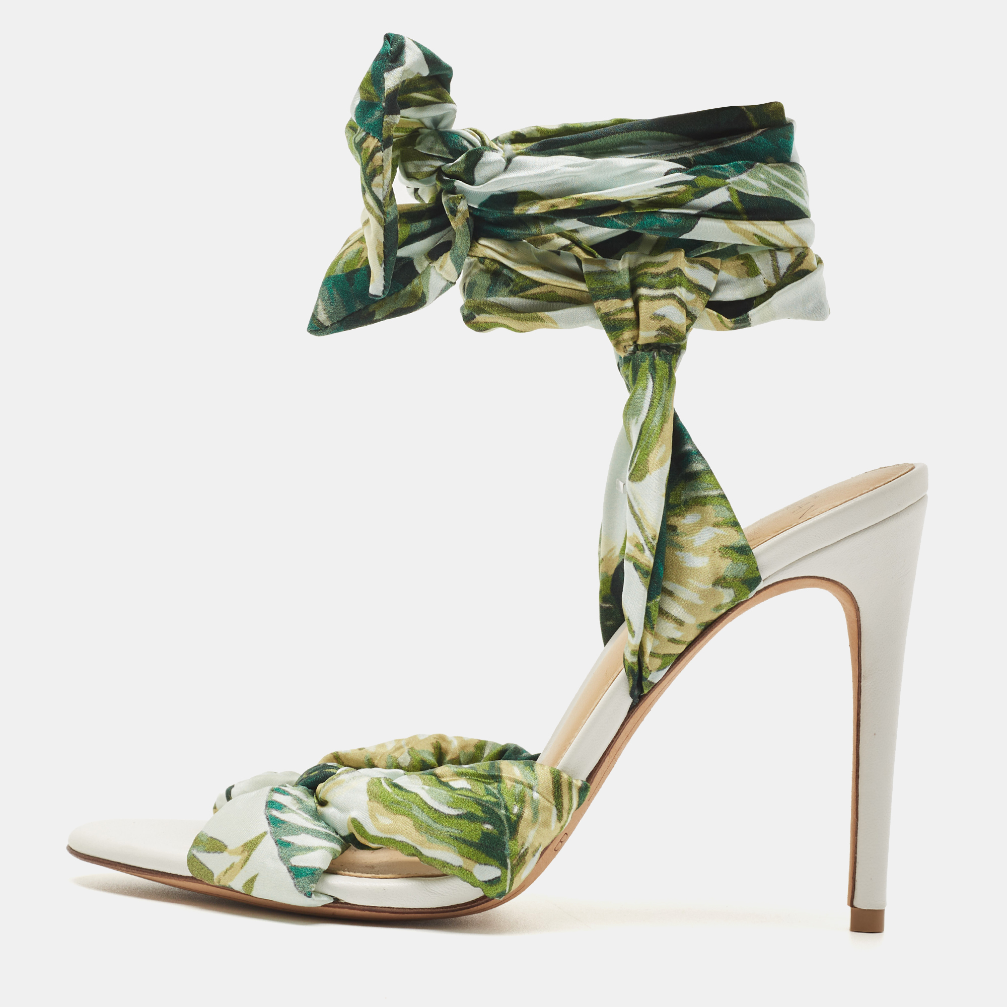 Alexandre Birman Multicolor Fabric Kacey Knot Detail Ankle Wrap Sandals Size 37