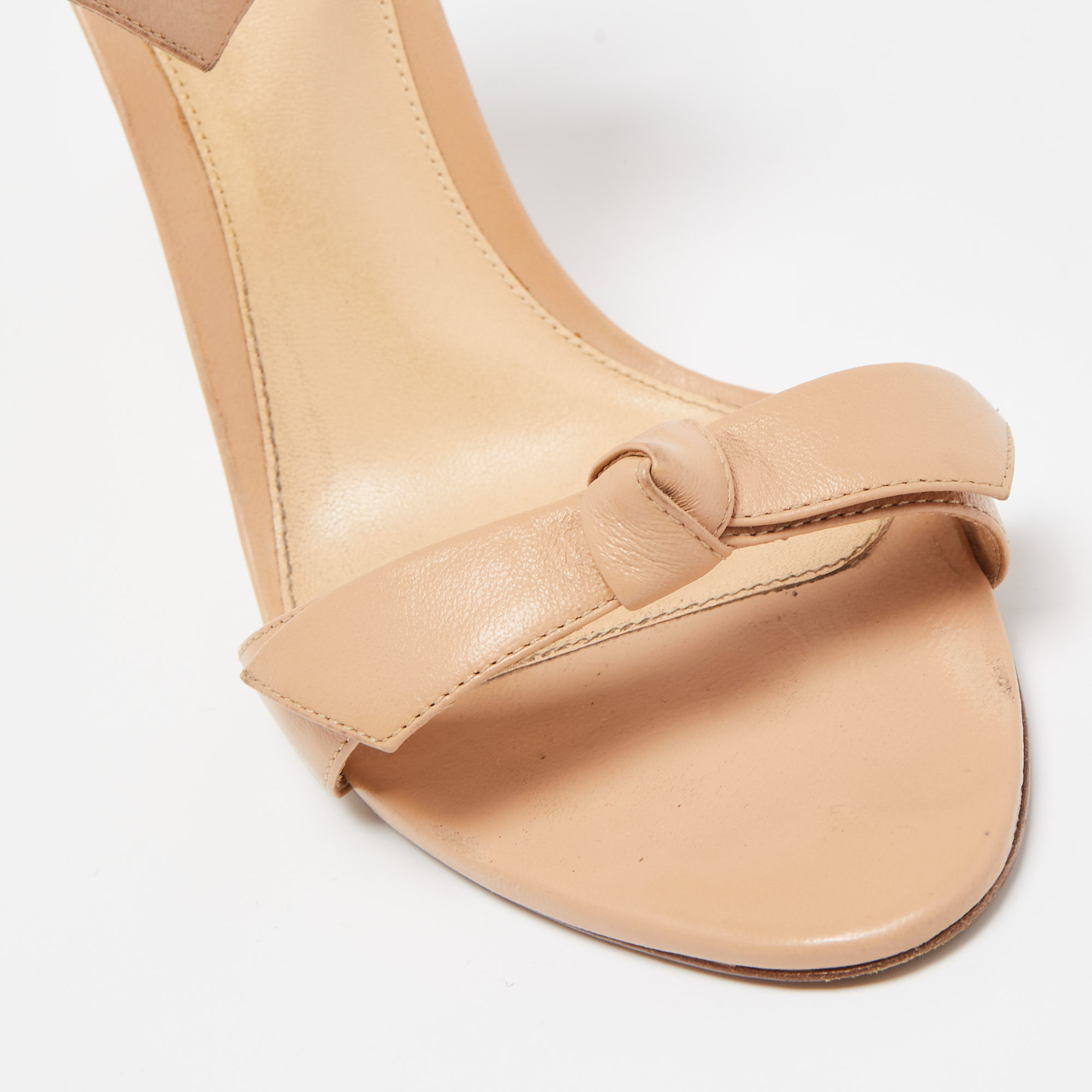 Alexandre Birman Beige Leather Clarita Ankle Wrap Sandals Size 37.5