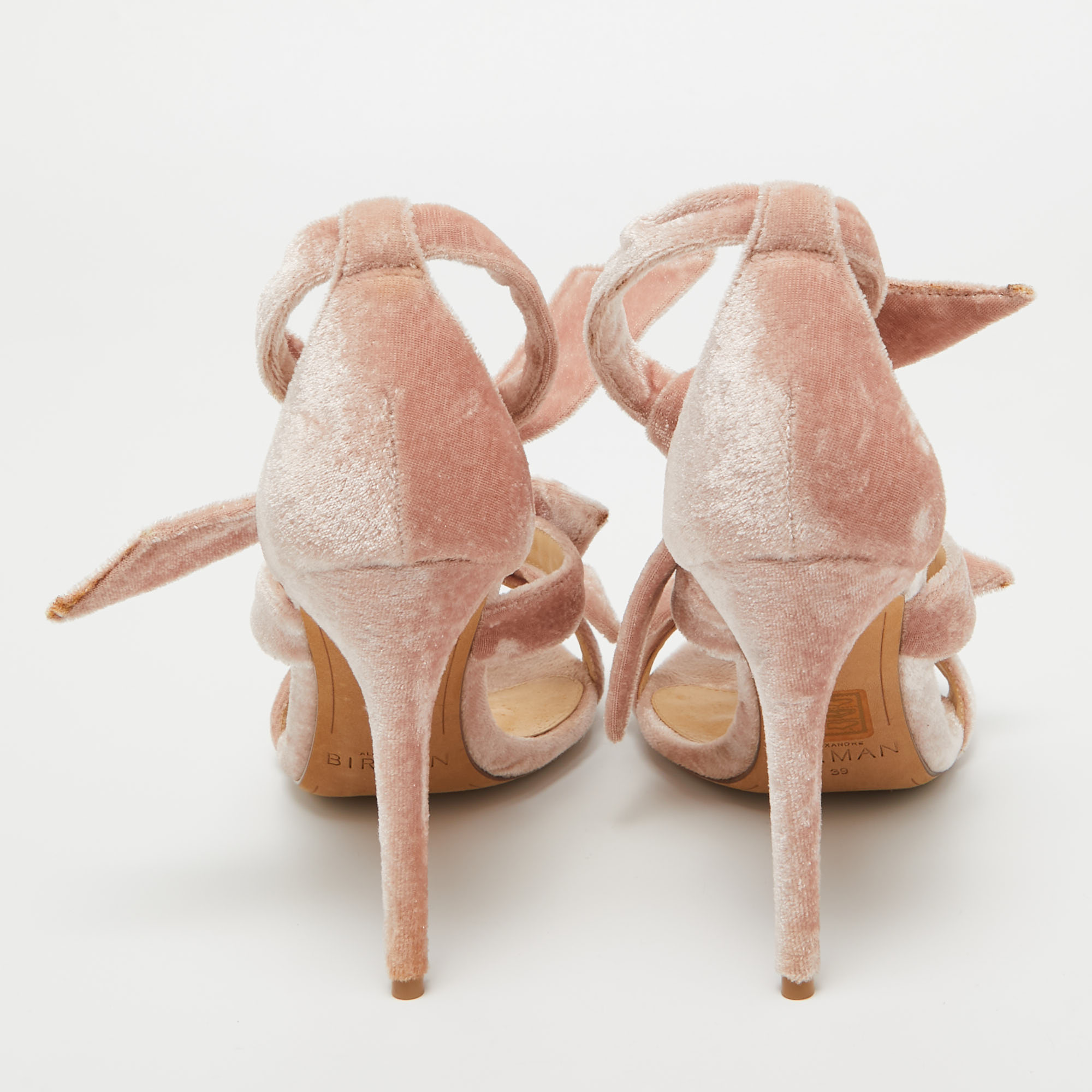 Alexandre Birman Light Pink Velvet Lolita Sandals Size 39