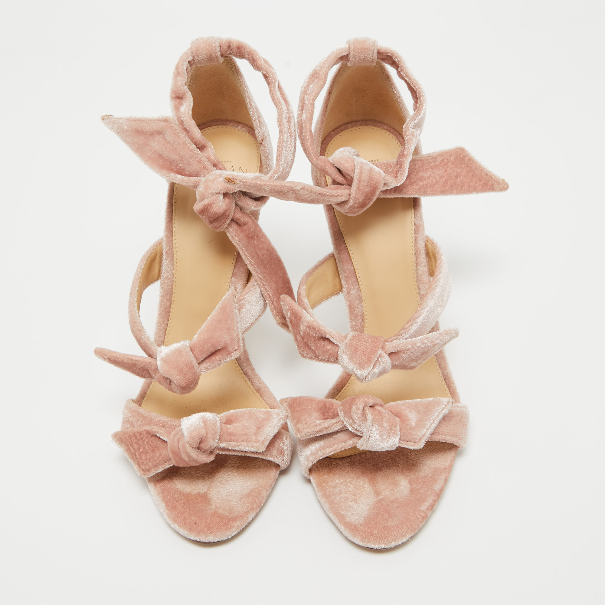 Alexandre Birman Light Pink Velvet Lolita Sandals Size 39