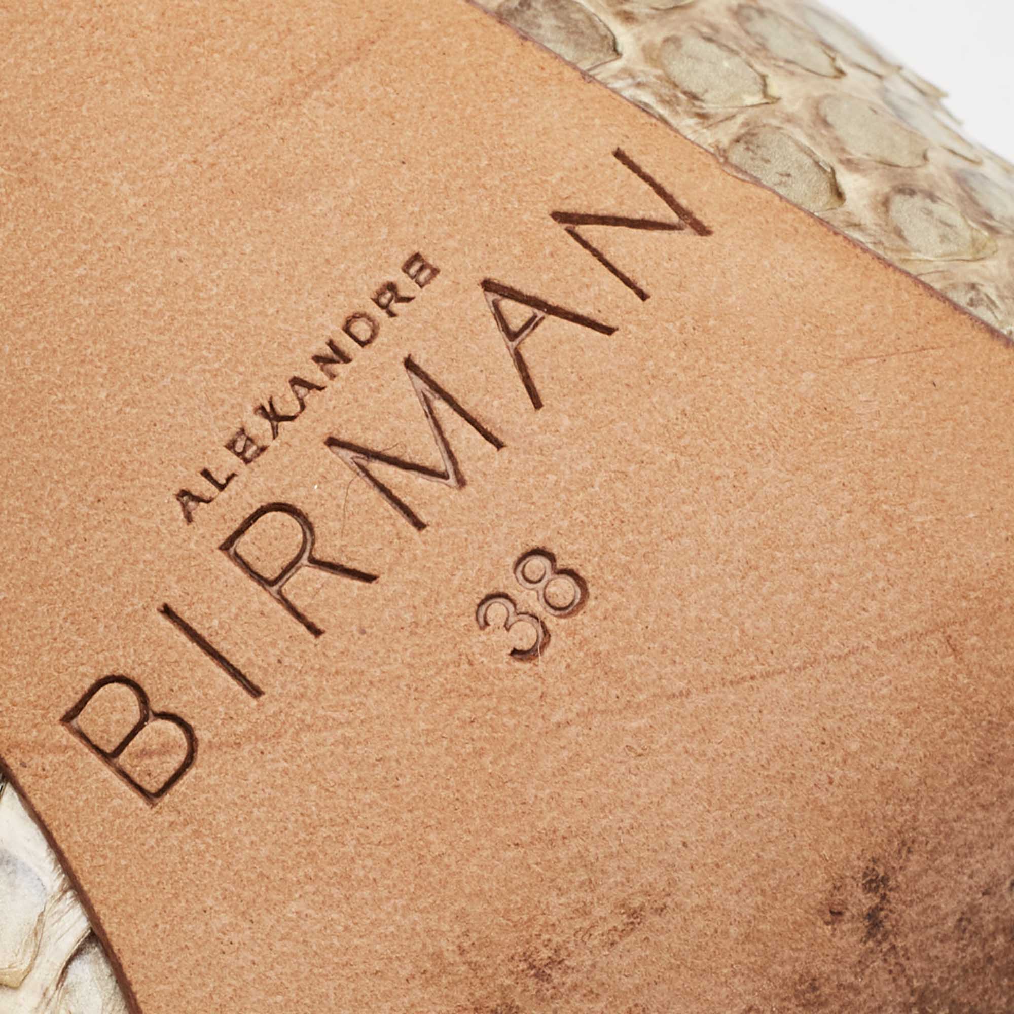 Alexandre Birman Beige/Brown Python Leather Mules Size 38
